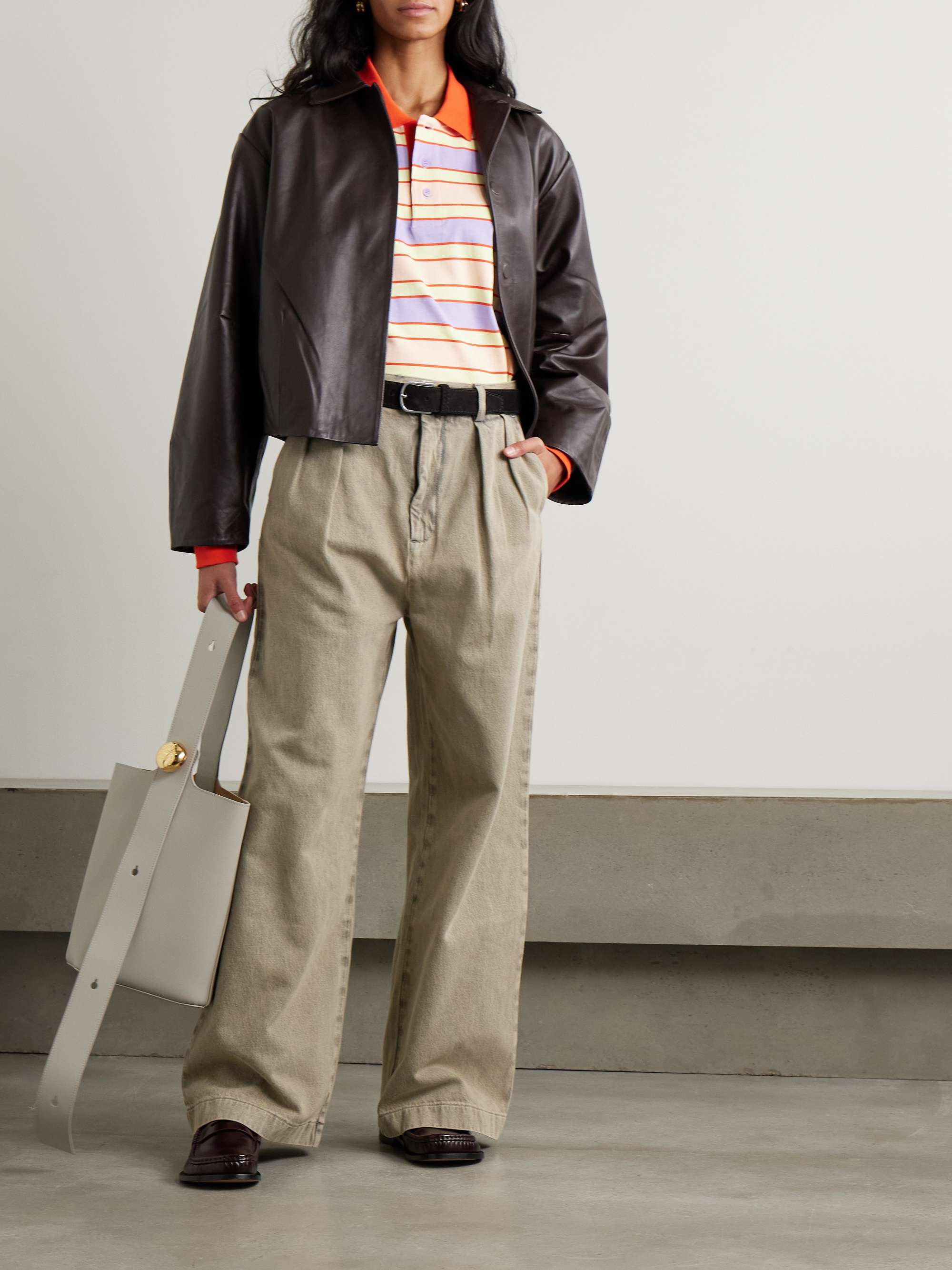 Bleached high-rise wide-leg jeans view