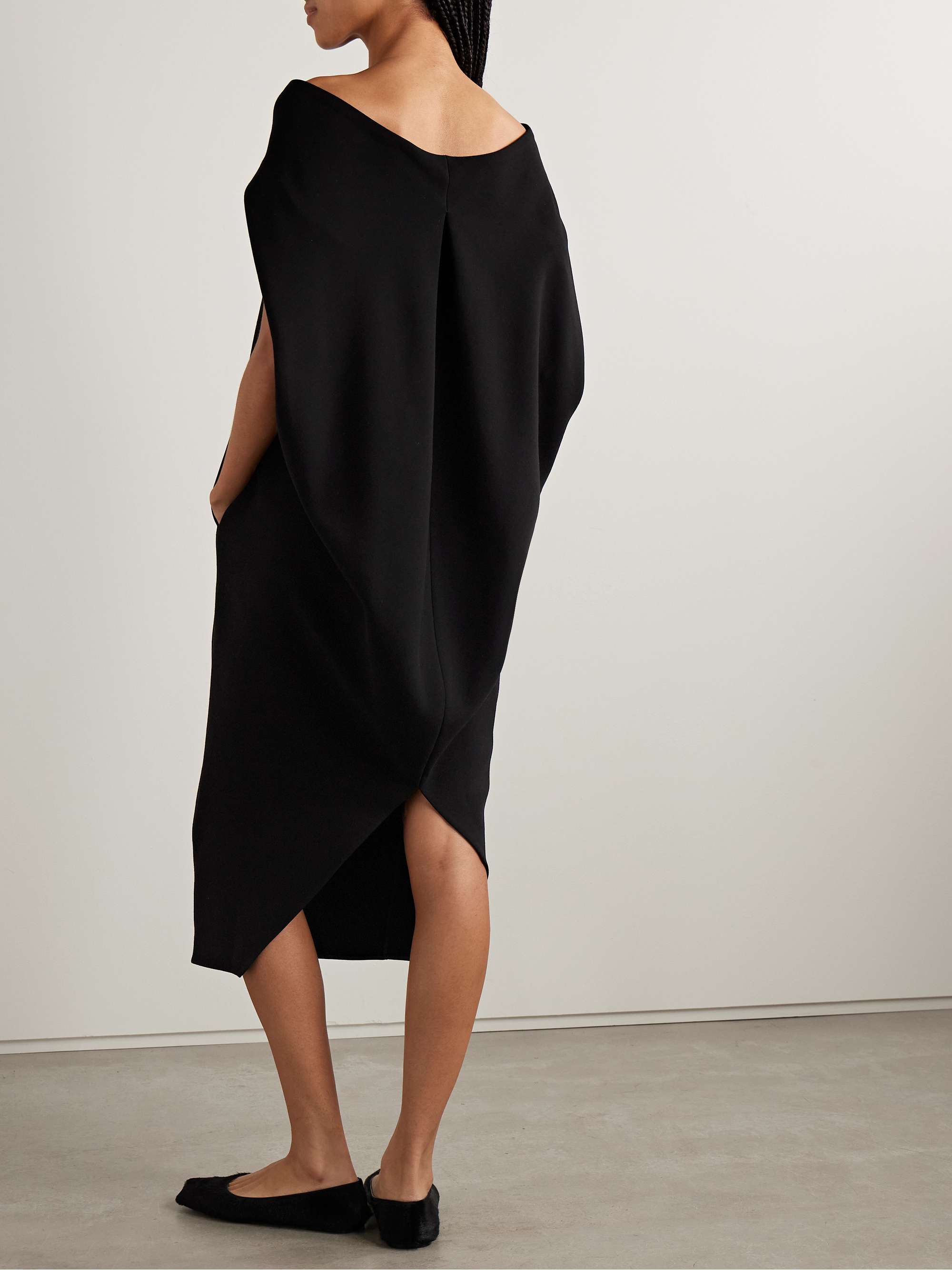 Anitas off-the-shoulder cape-effect wool-blend midi dress view