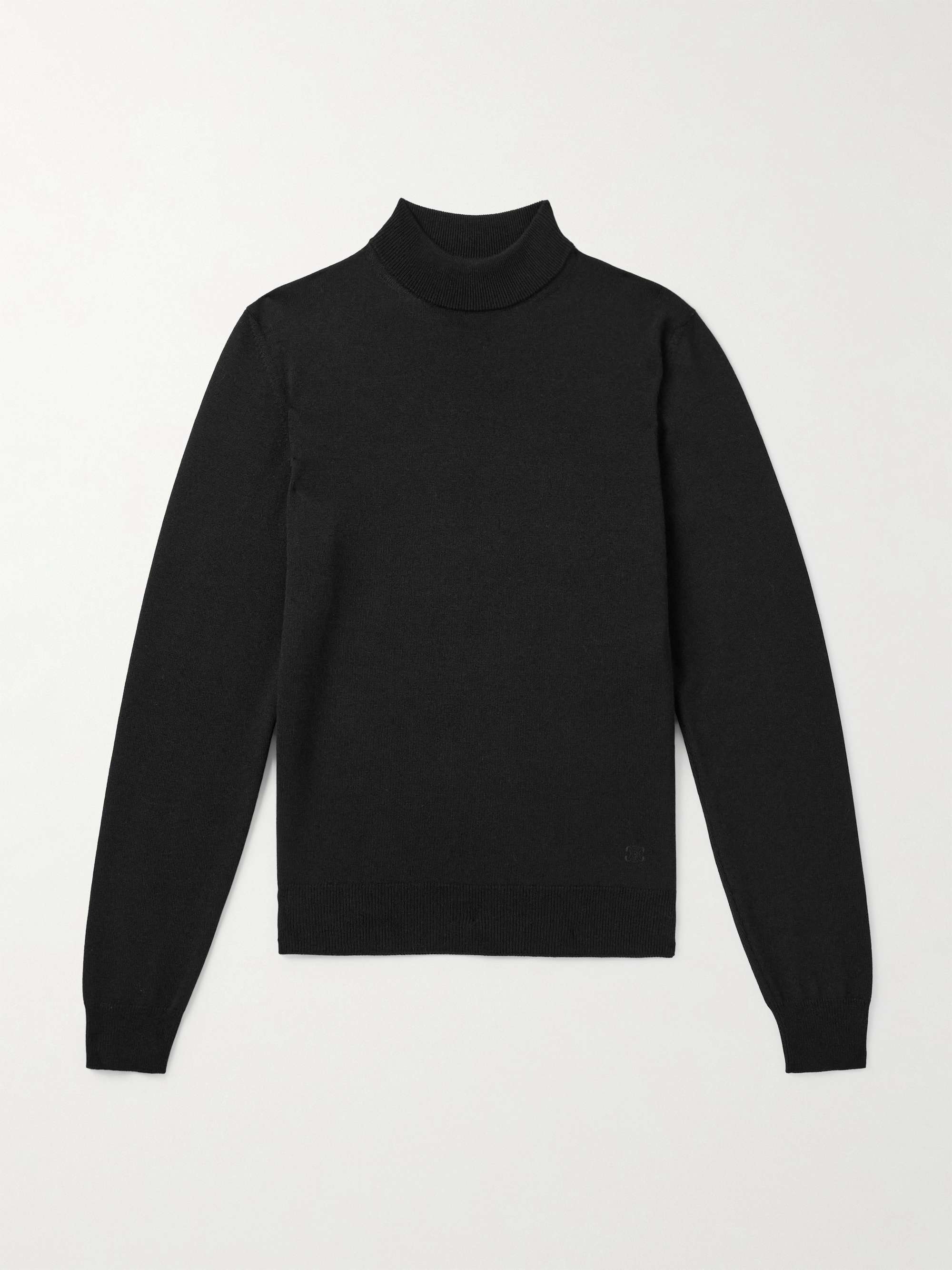 Logo-Embroidered Wool-Blend Rollneck Sweater view