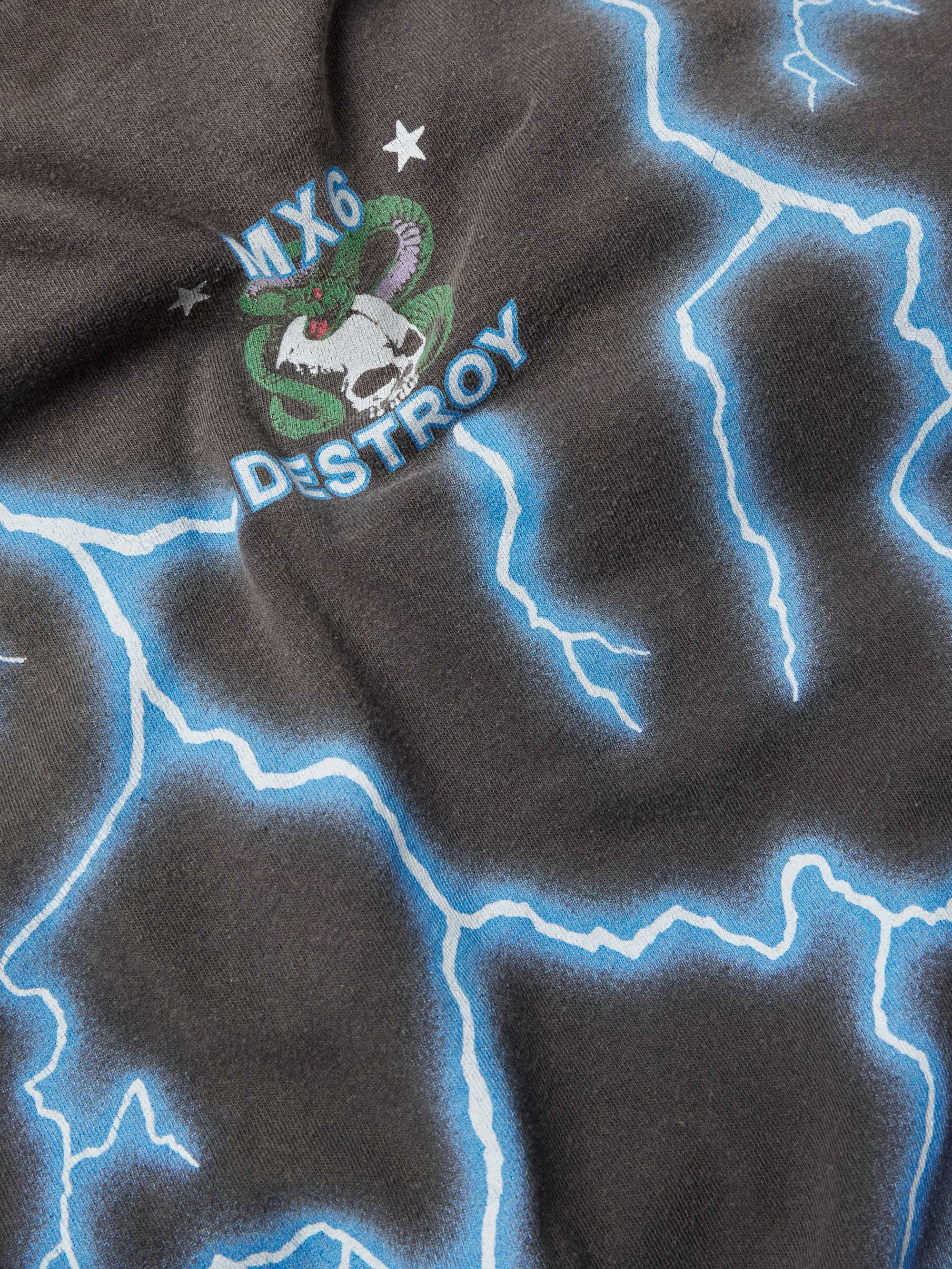 Skull & Thunderbolt Distressed Printed Cotton-Jersey T-Shirt view
