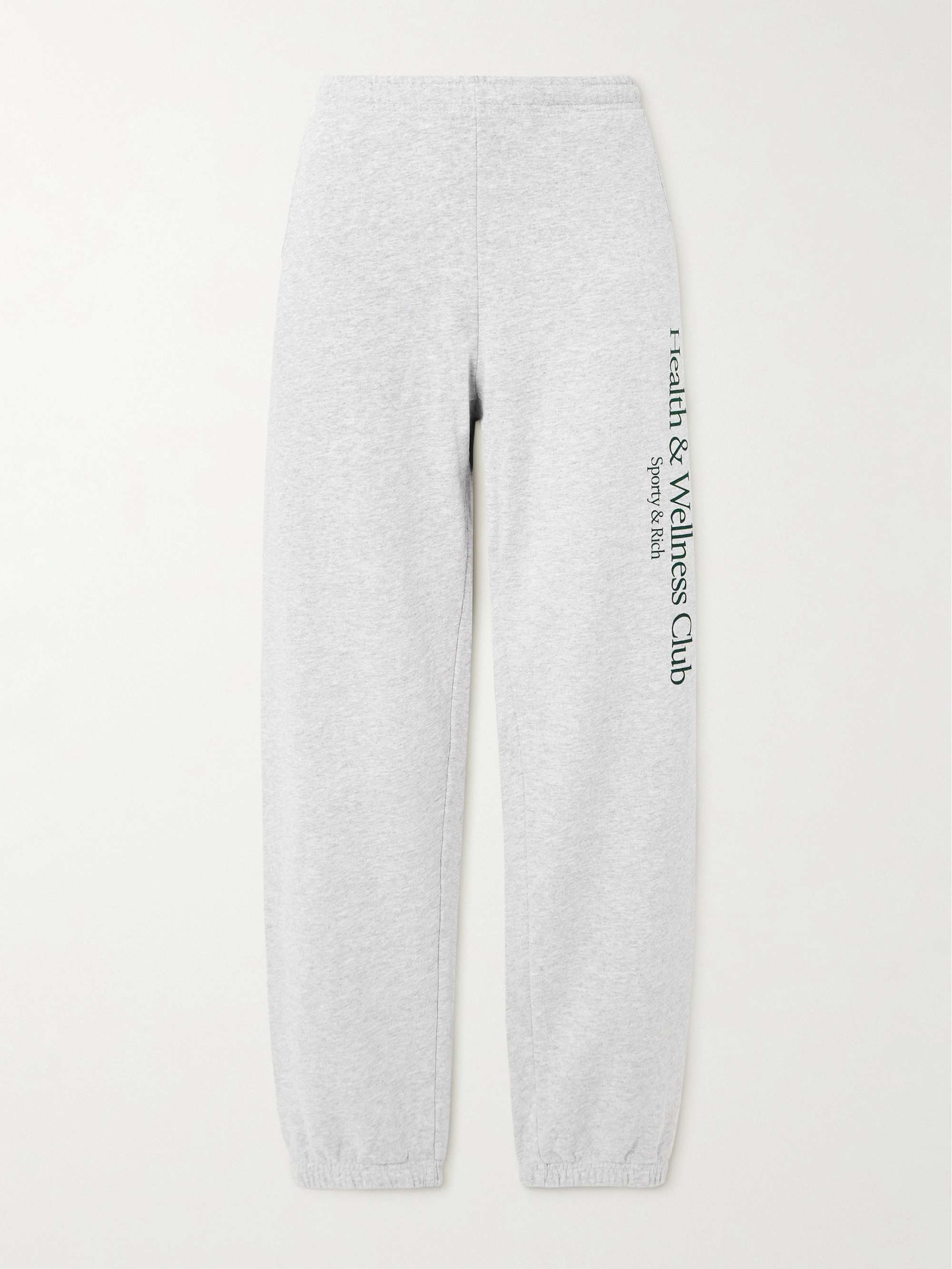 Printed cotton-blend jersey tapered track pants view