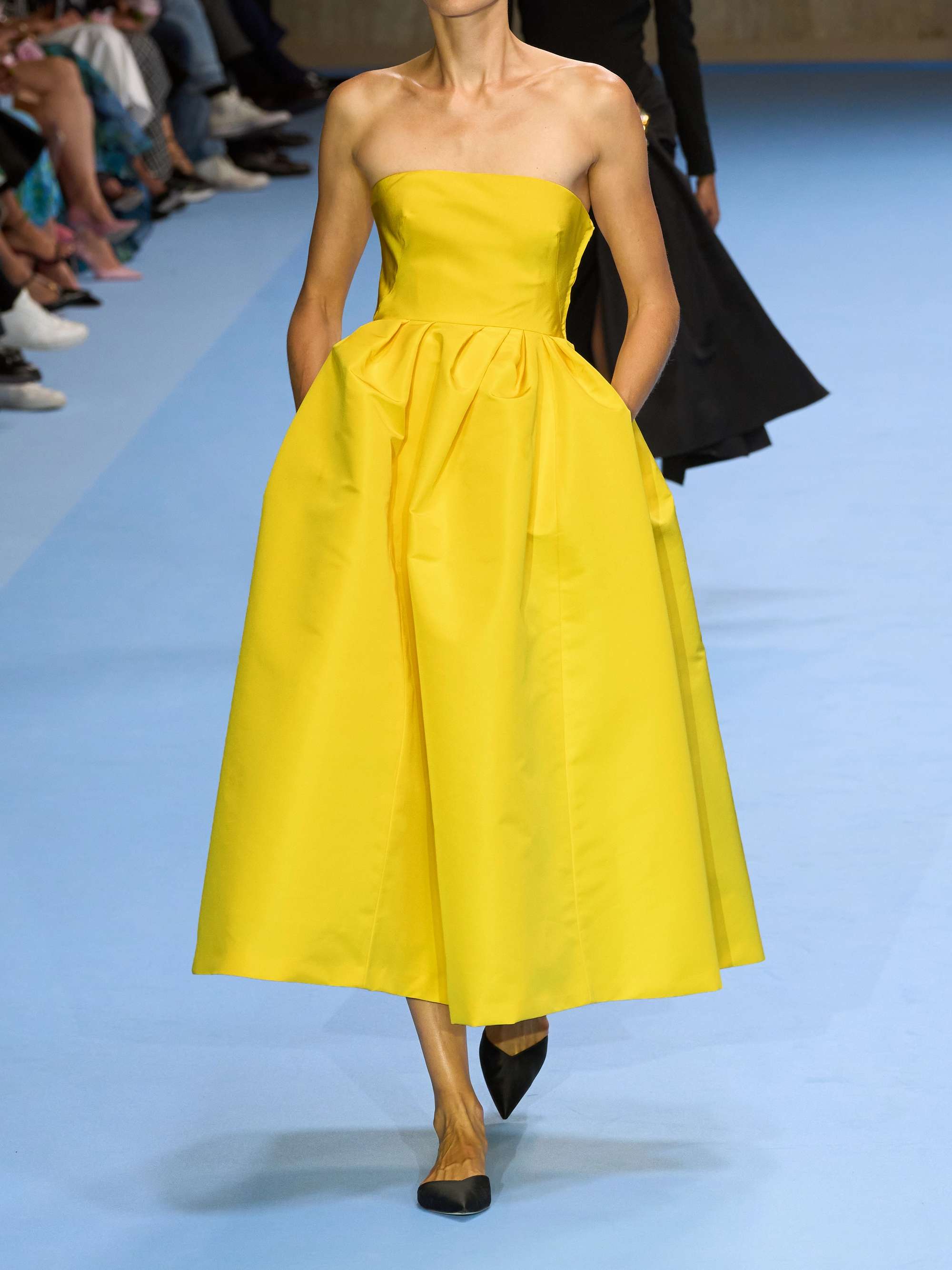 Strapless pleated faille gown view