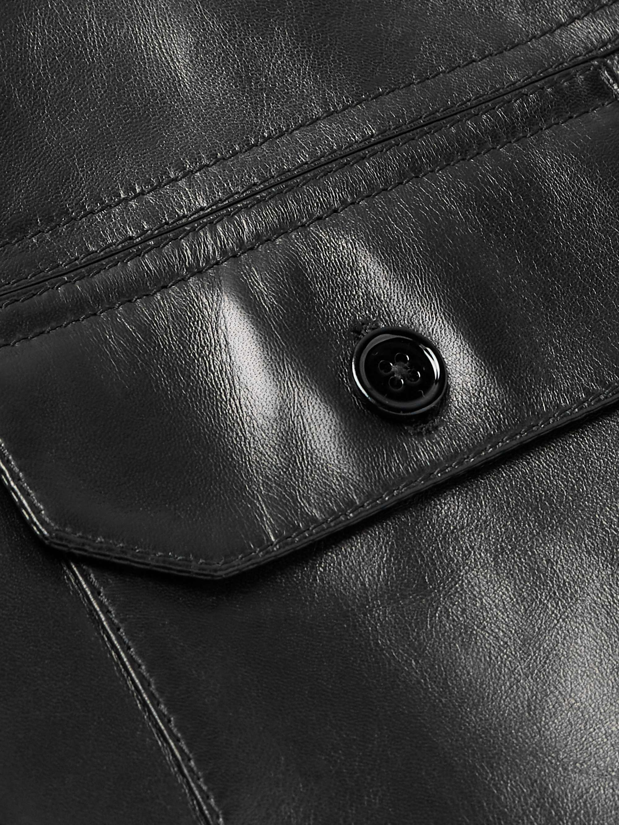 Slim-Fit Leather-Panelled Wool Jacket view