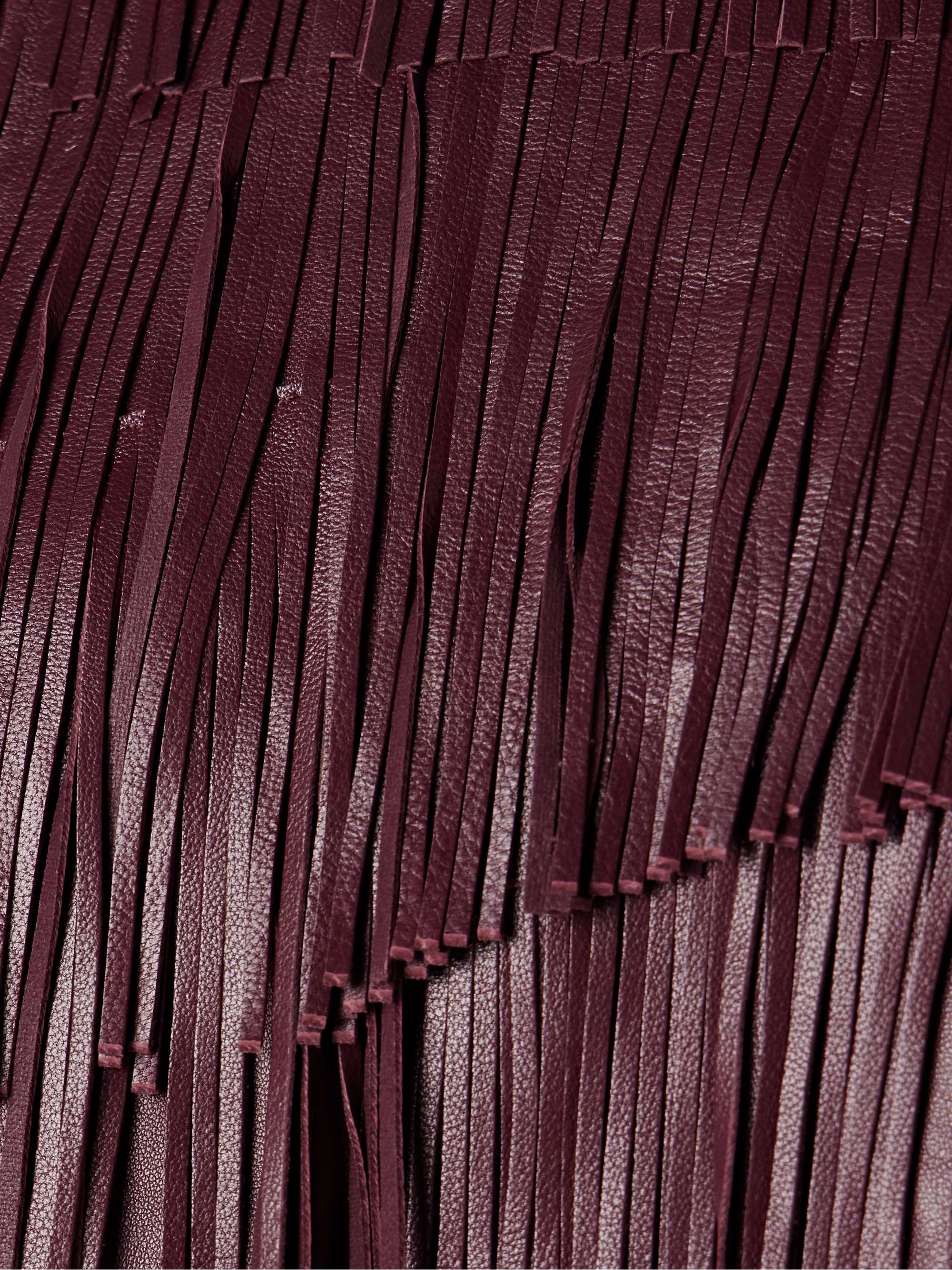 Leonie tiered fringed leather top view