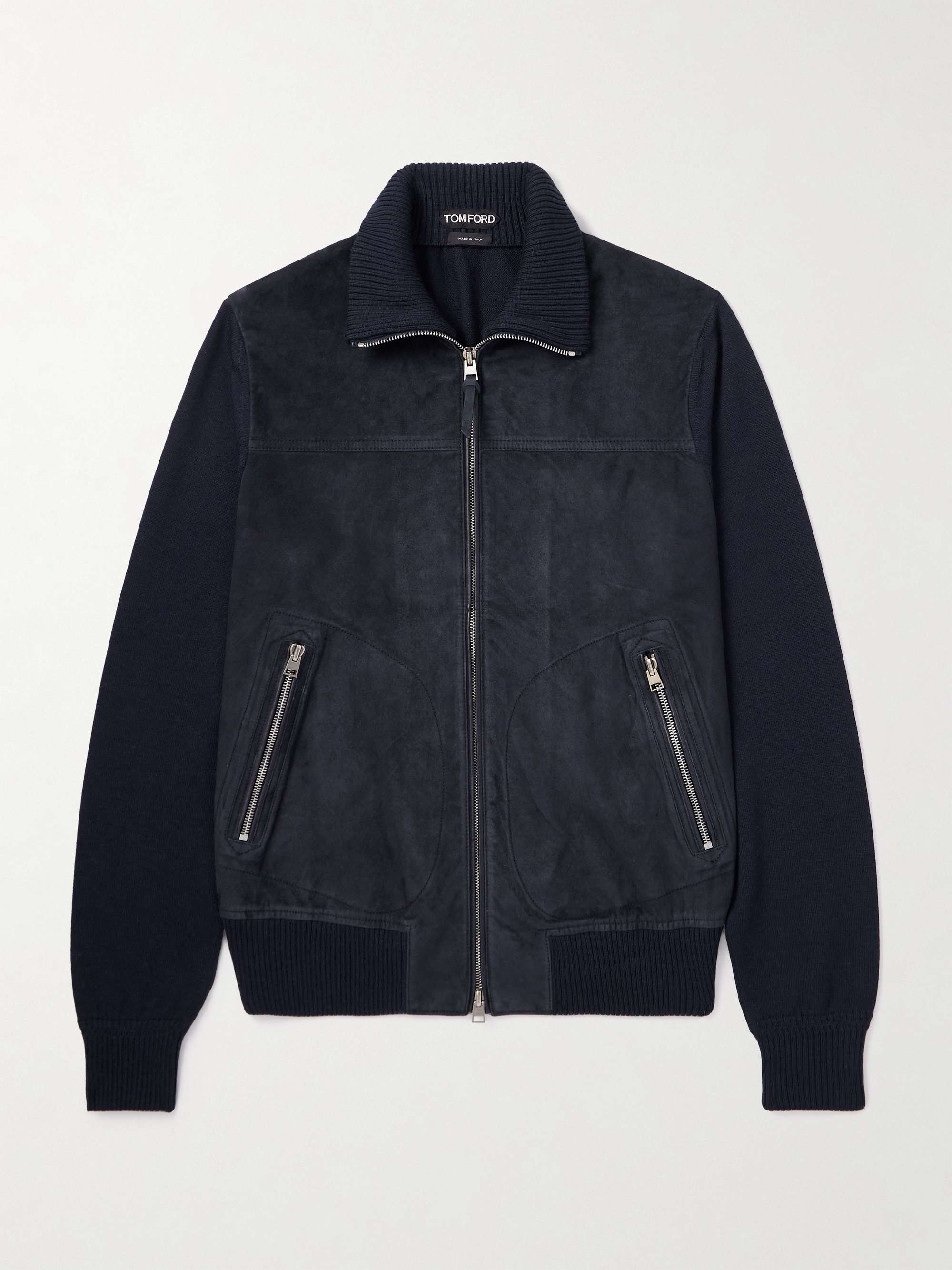 Slim-Fit Suede and Merino Wool and Cashmere-Blend Jacket view