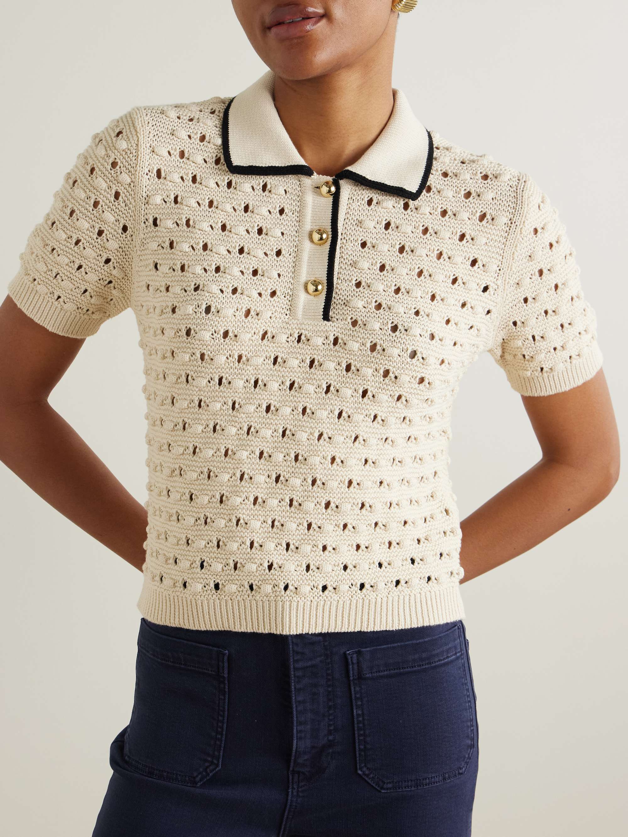 The Bauble pointelle-knit cotton polo shirt view