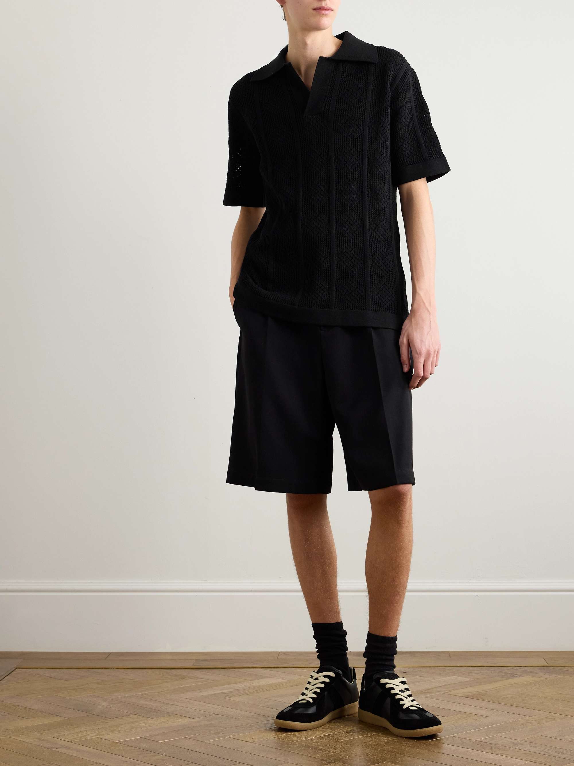 Open-Knit Cotton Polo Shirt view