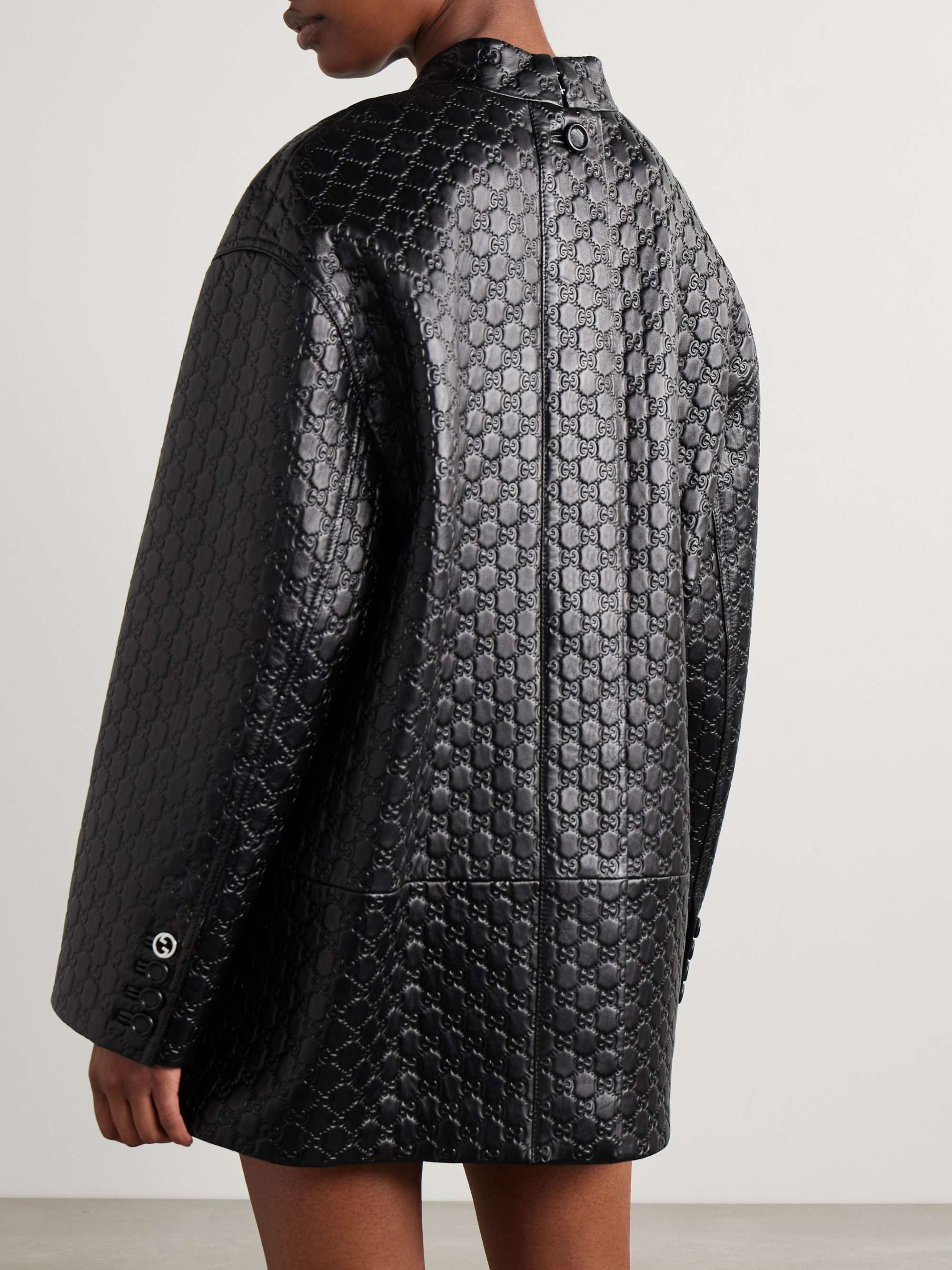 Debossed leather jacket view