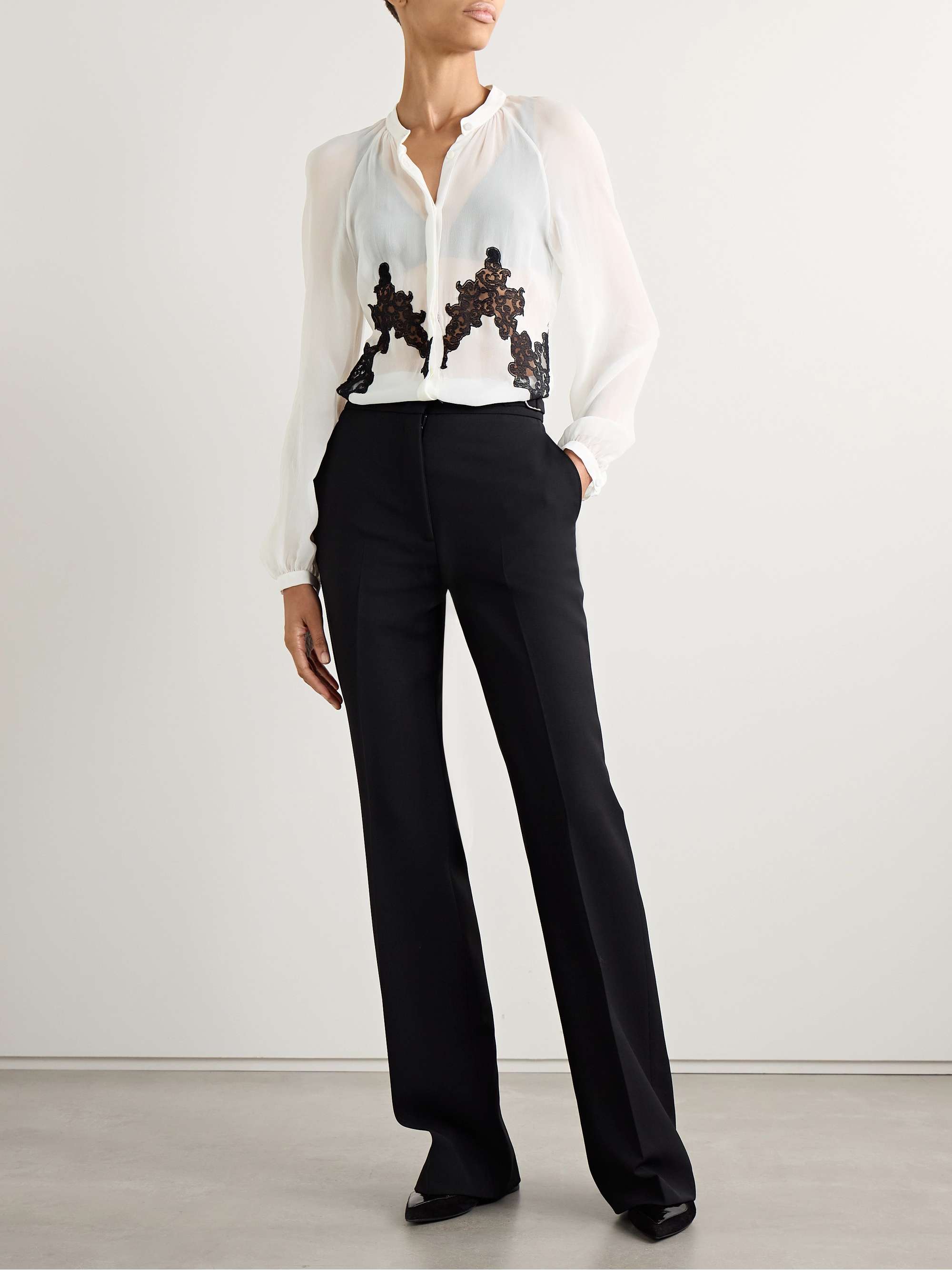 Yately lace-trimmed silk-chiffon blouse view