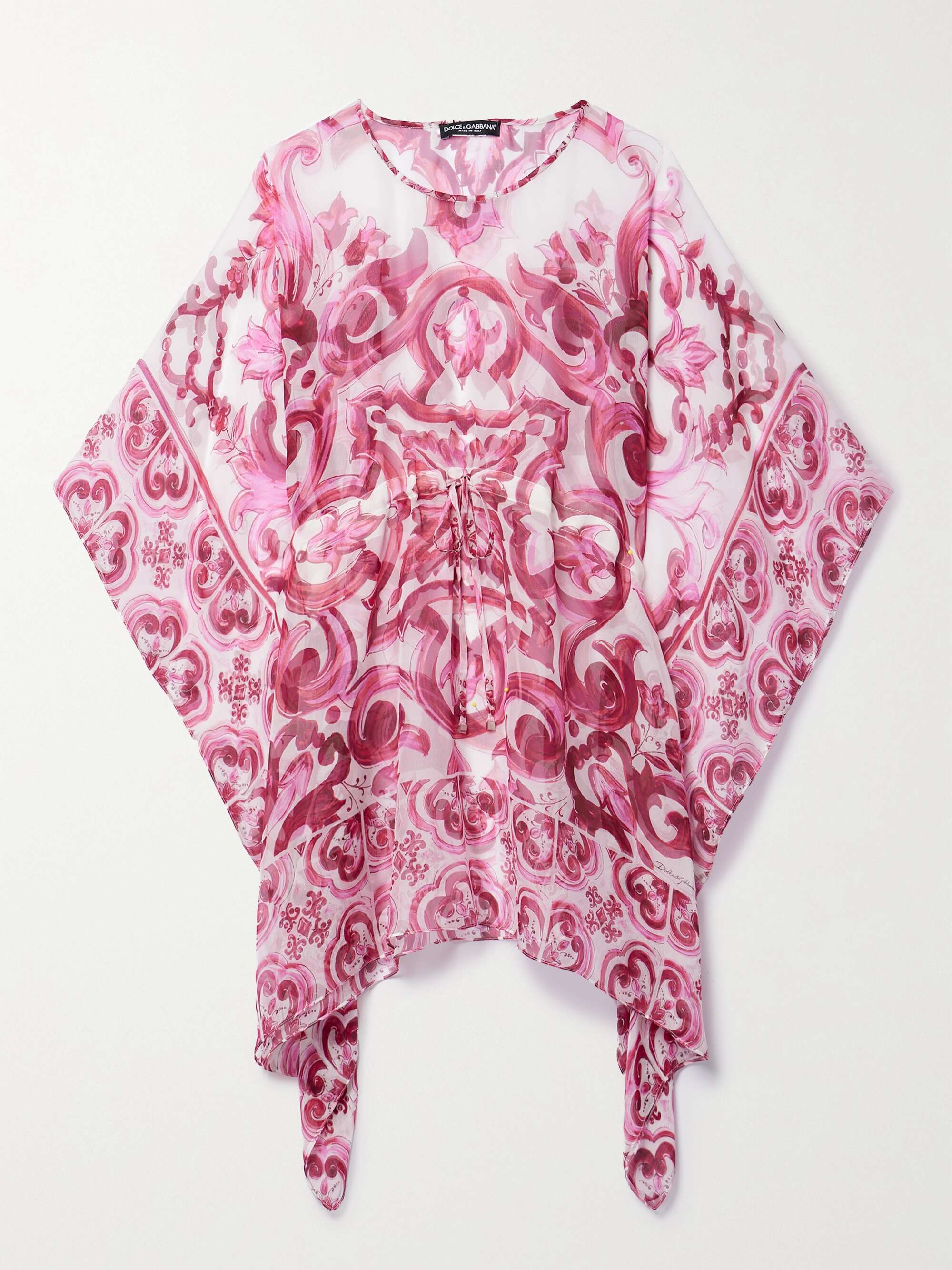 Asymmetric printed silk-chiffon kaftan view