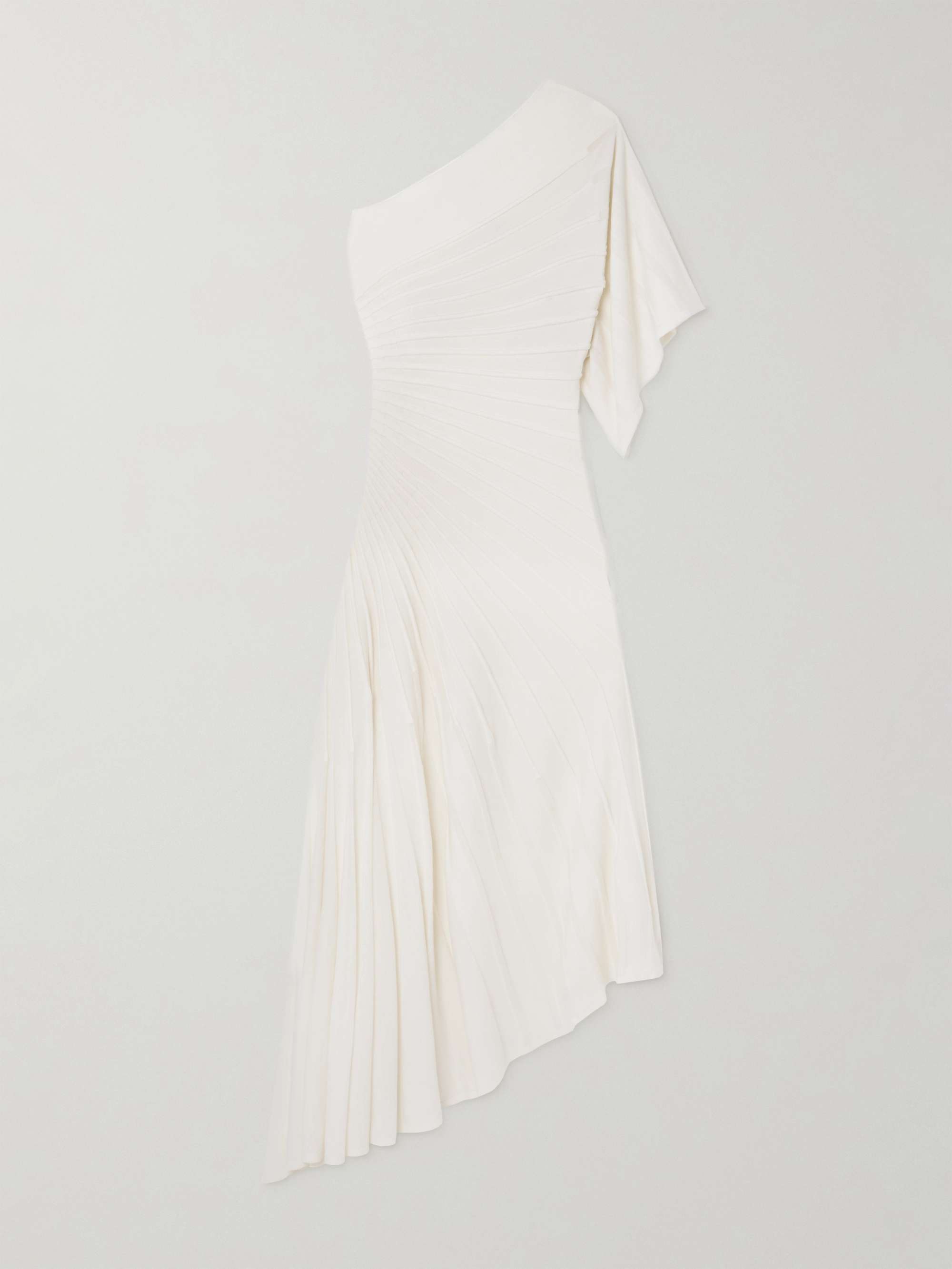 One-shoulder ribbed wool midi dress view
