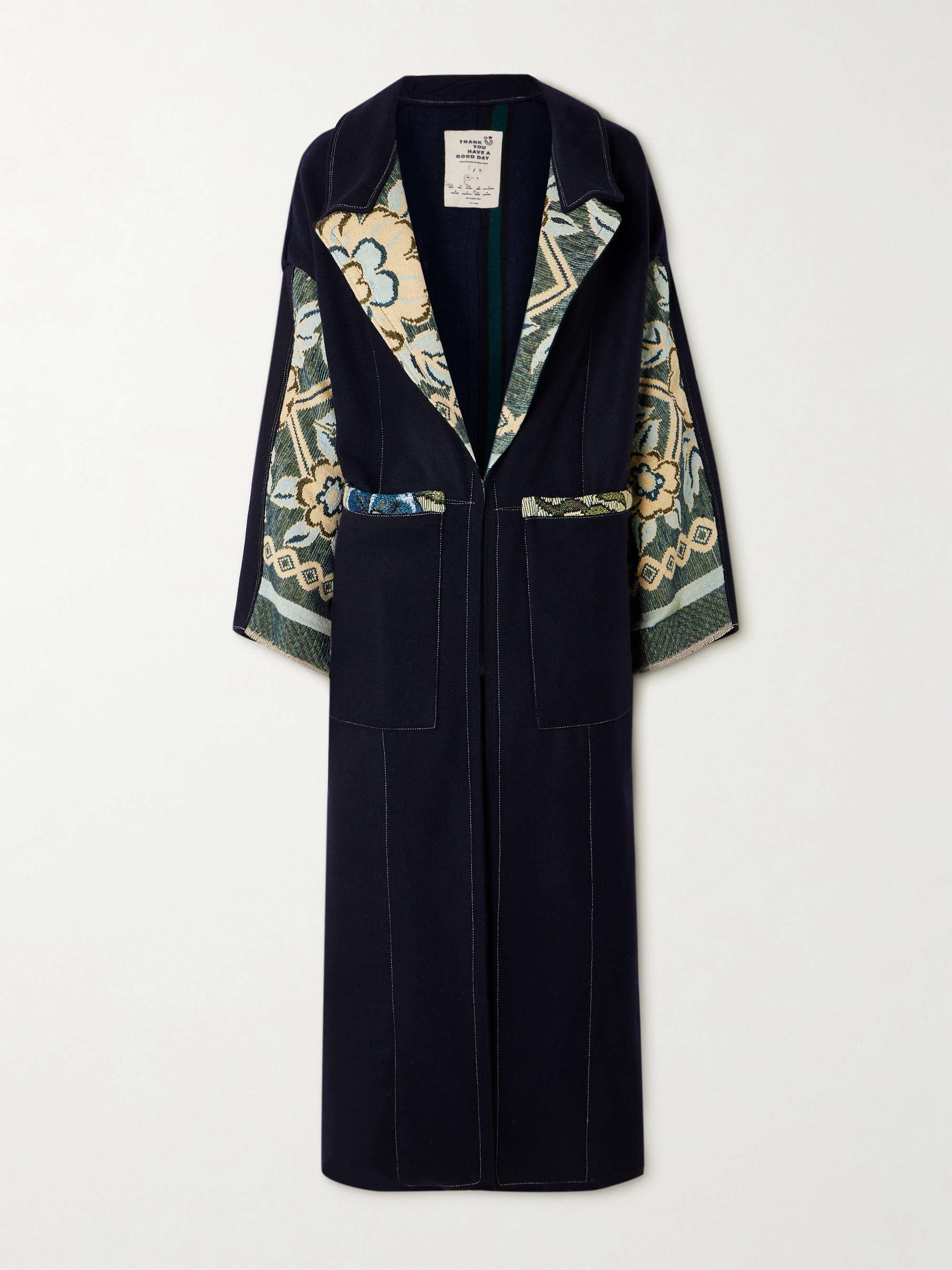 Crosby jacquard-trimmed wool coat view