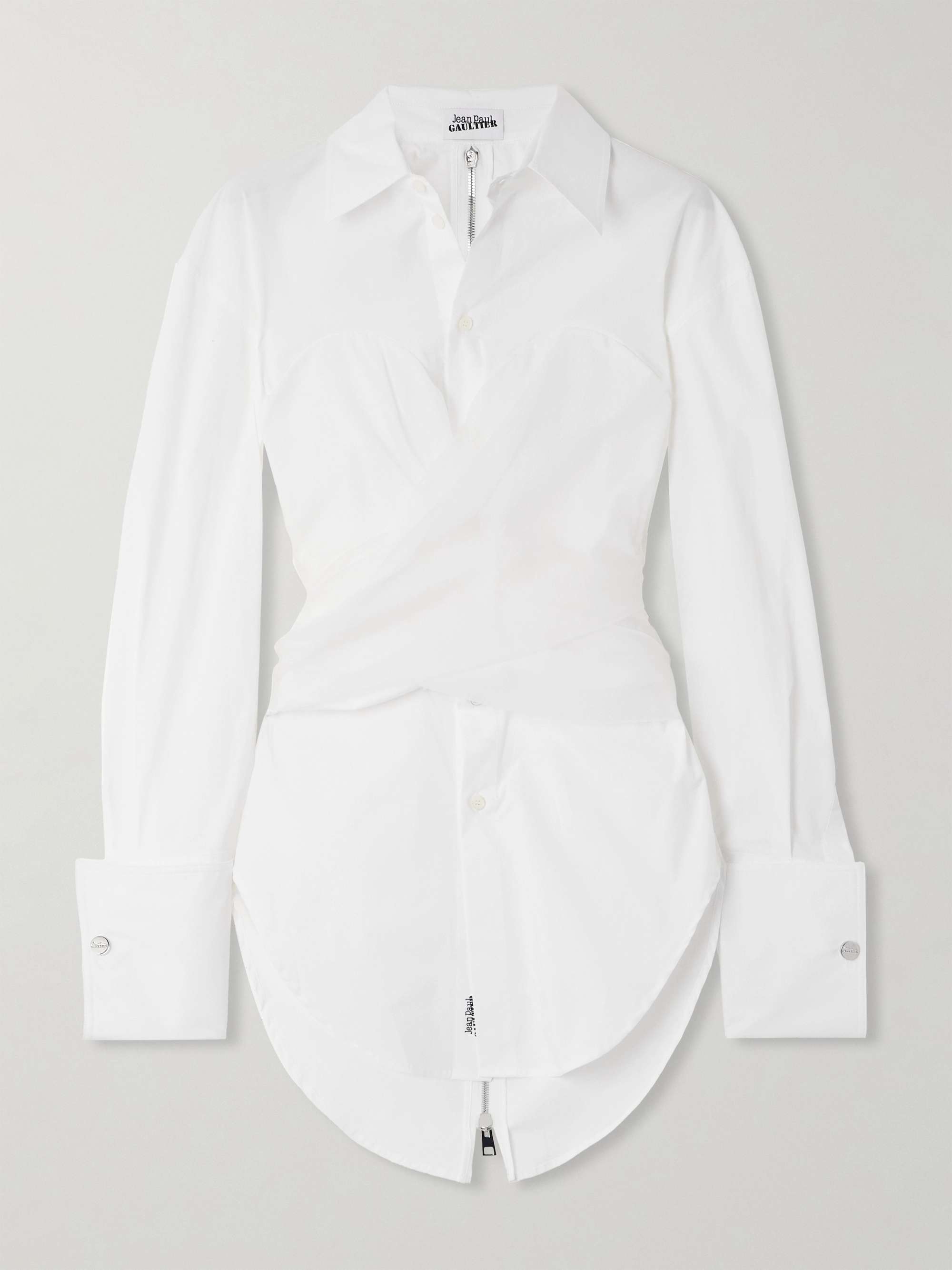 Draped silk organza-trimmed cotton-blend poplin shirt view