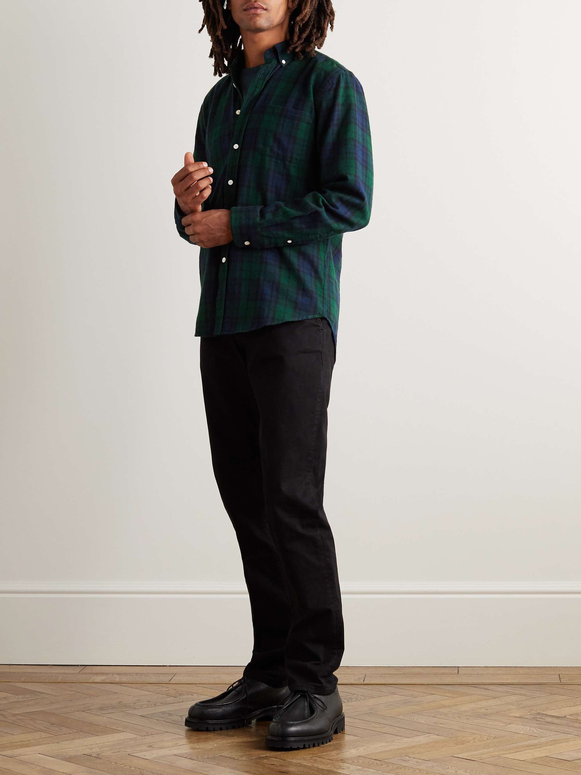 Bonfim Button-Down Collar Checked Cotton-Flannel Shirt view