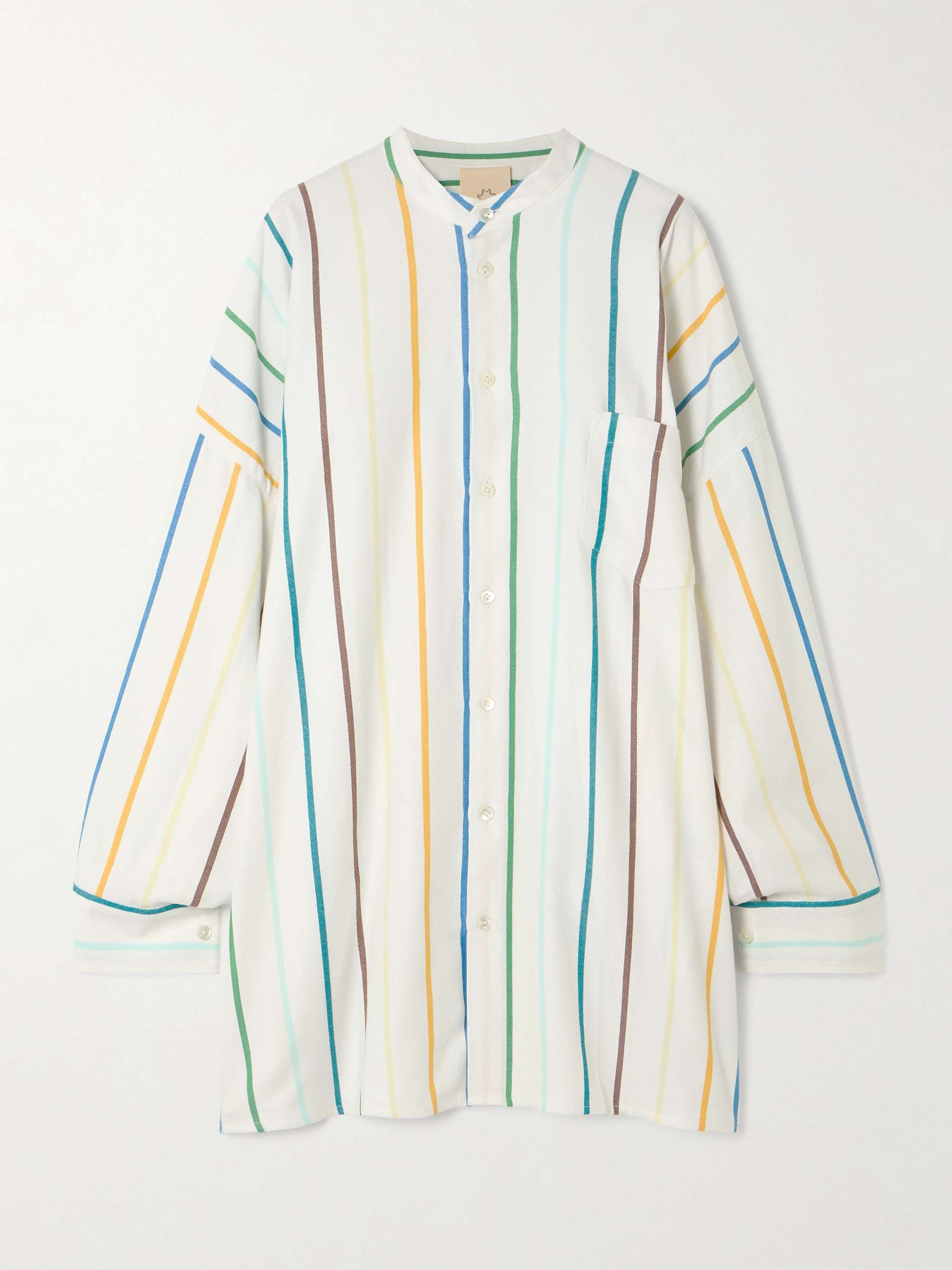 Oversized striped cotton-blend shirt view