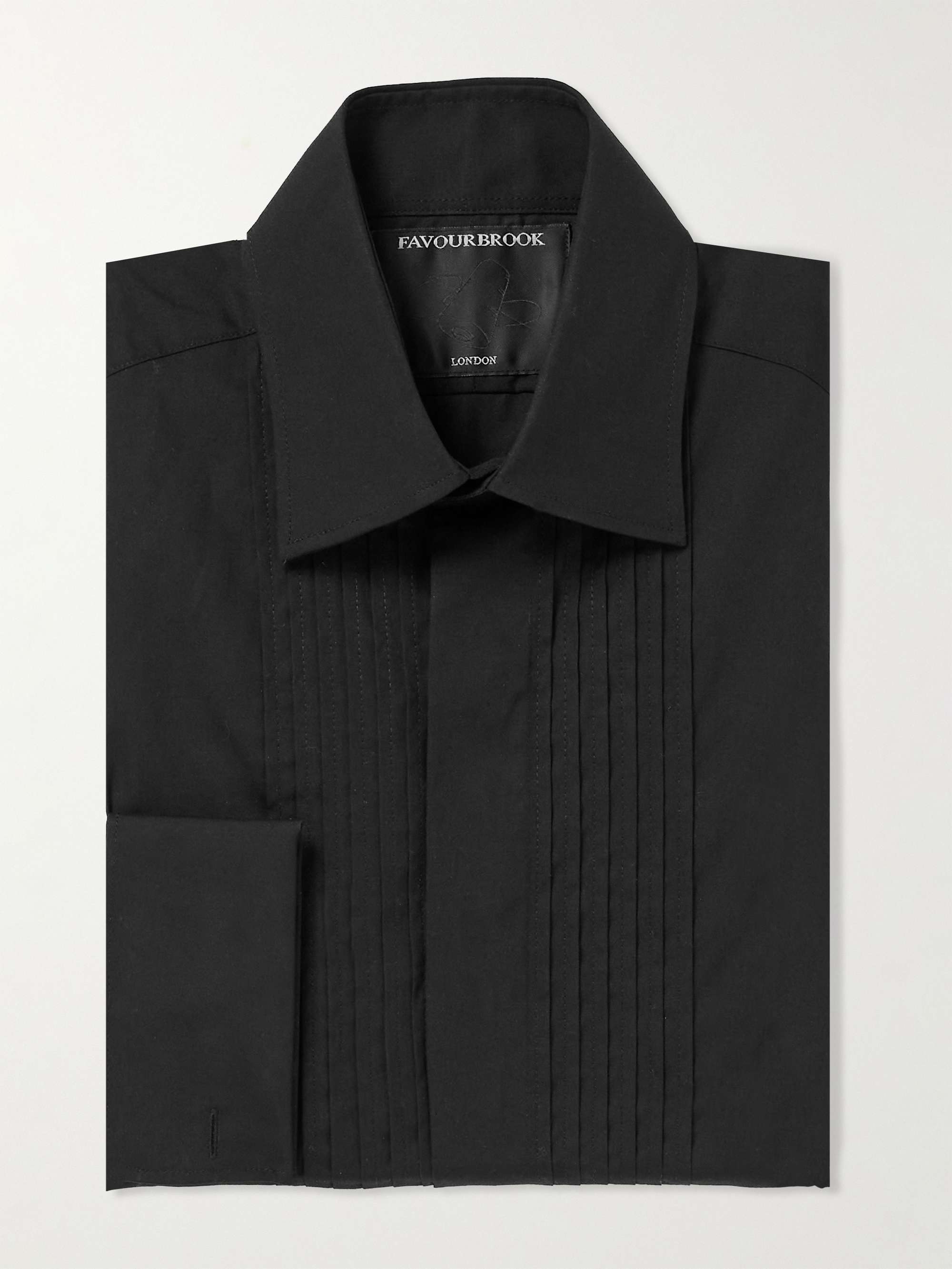 Cutaway-Collar Bib-Front Double-Cuff Cotton-Poplin Shirt view