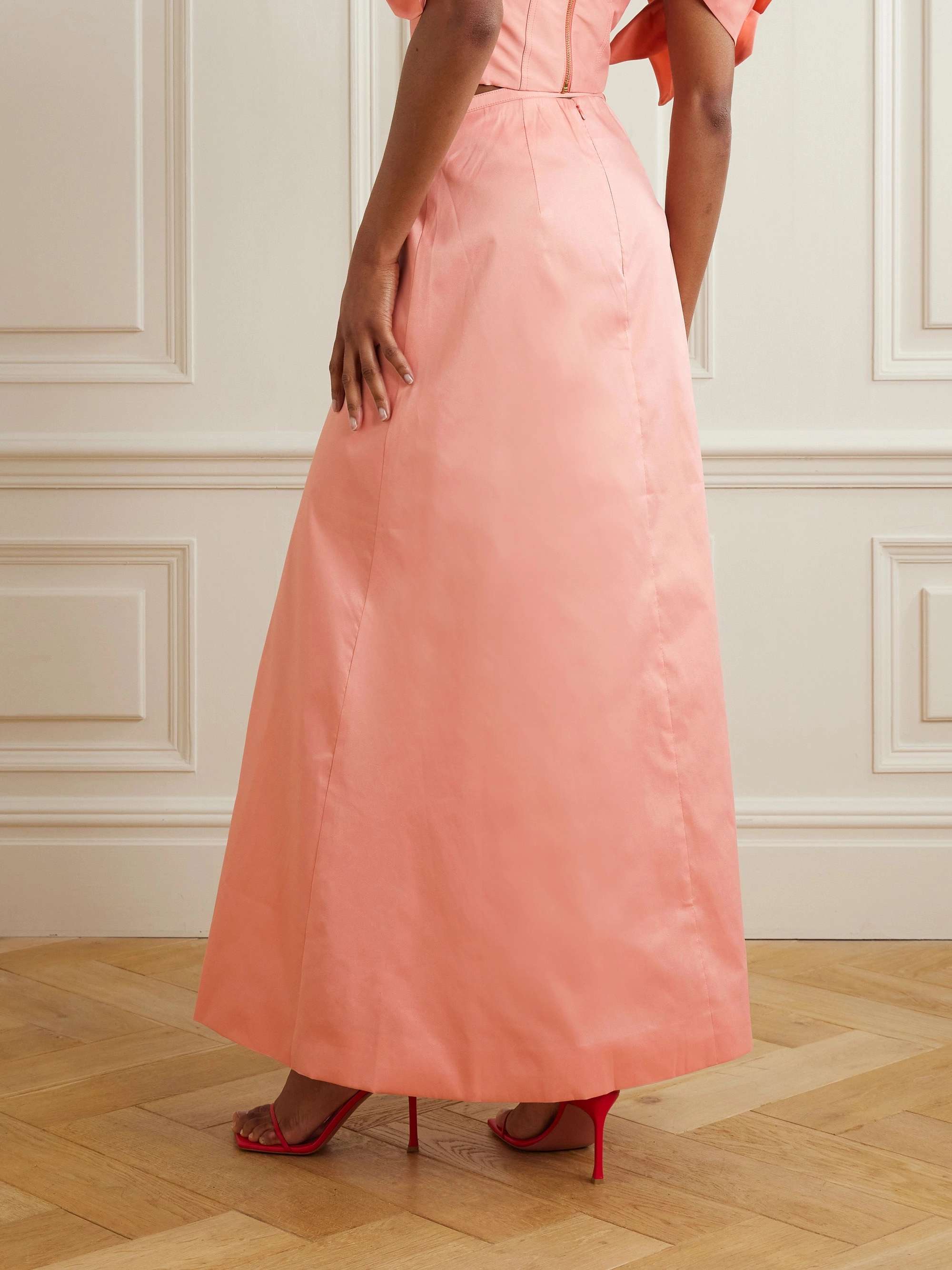 Etta belted wrap-effect taffeta maxi skirt view