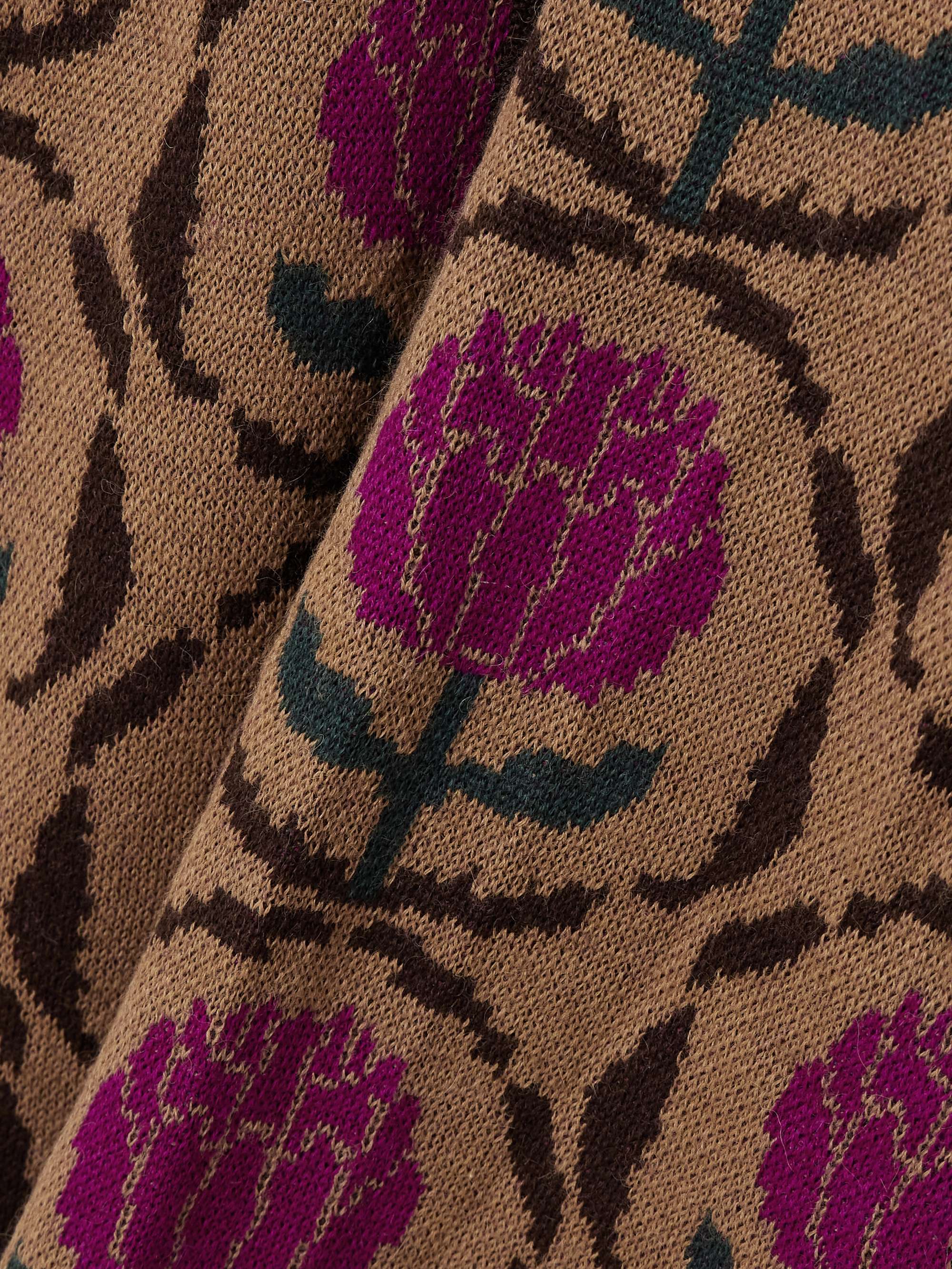 + ESCVDO Wayna belted floral-jacquard alpaca cardigan view