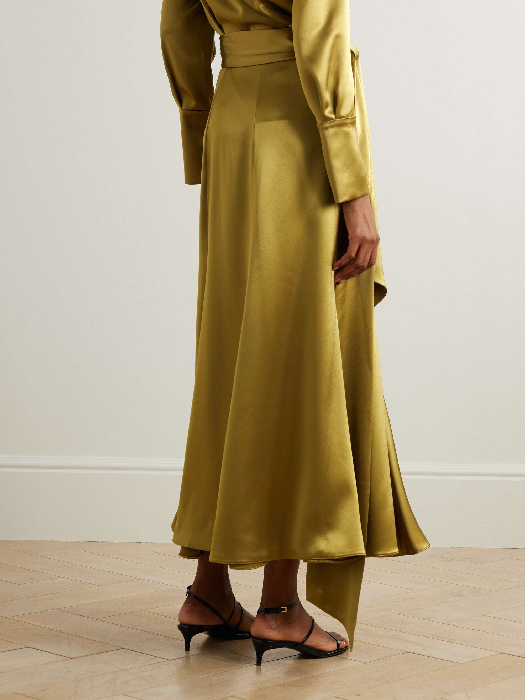 Erika satin midi wrap skirt view