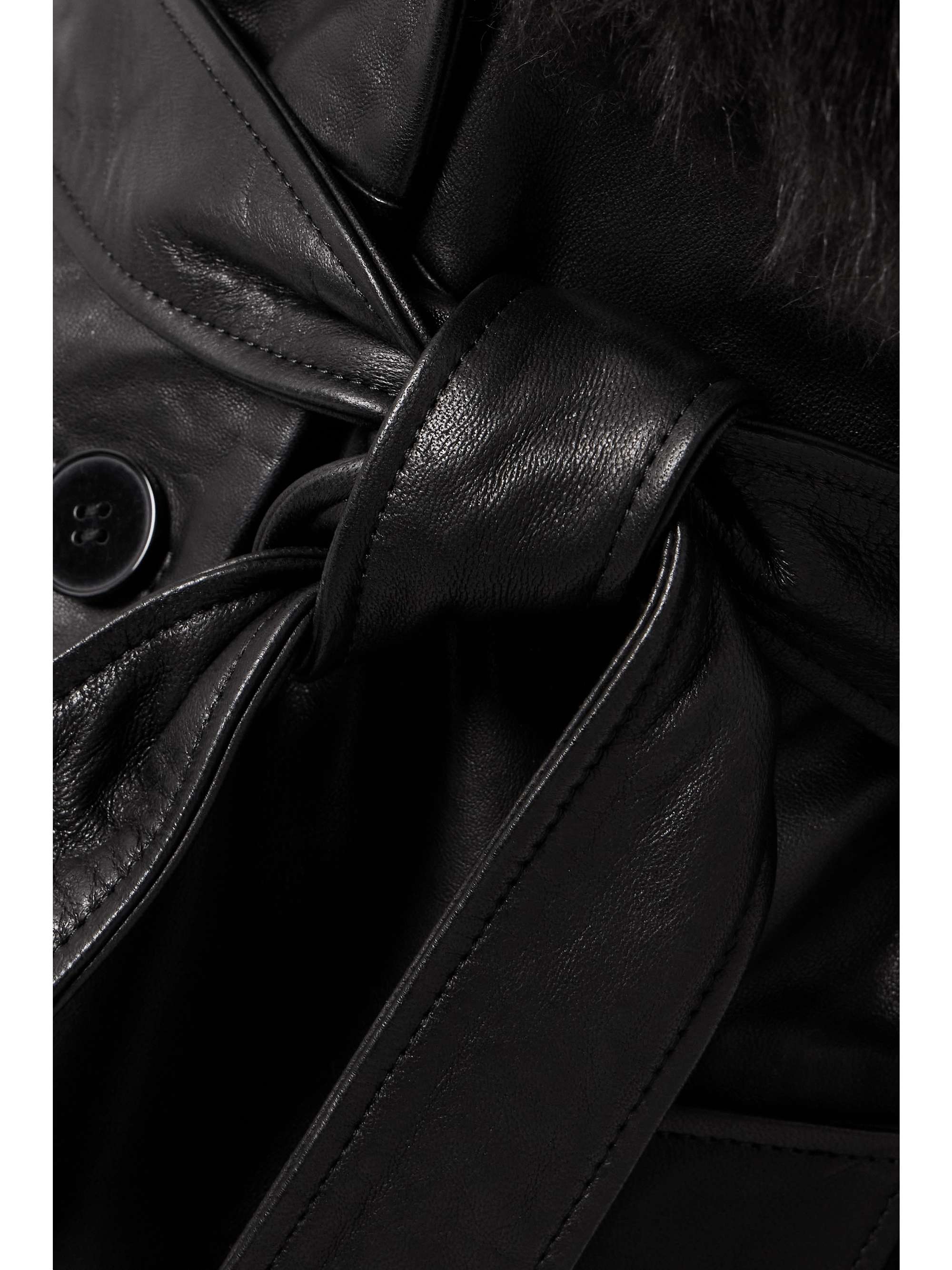 + NET SUSTAIN Dakota belted shearling-trimmed leather coat view