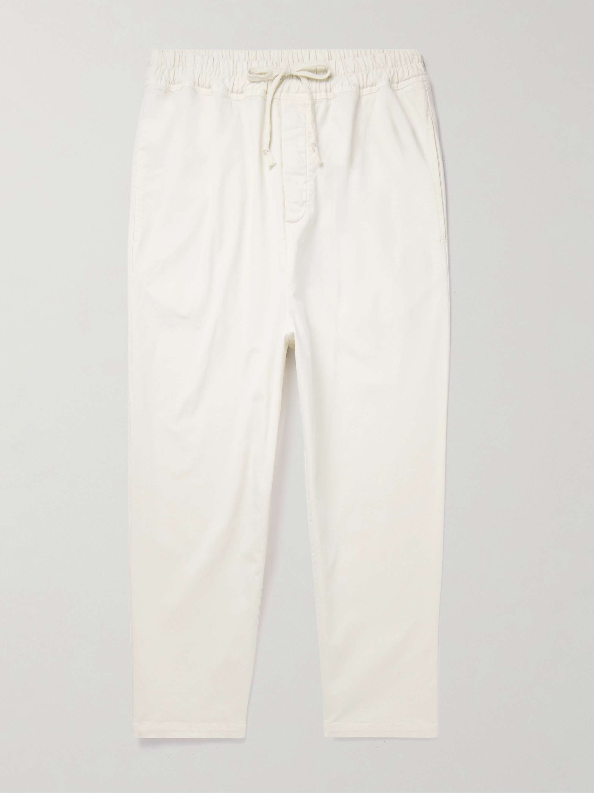 Walker Tapered Cropped Brushed Cotton-Blend Twill Drawstring Trousers view