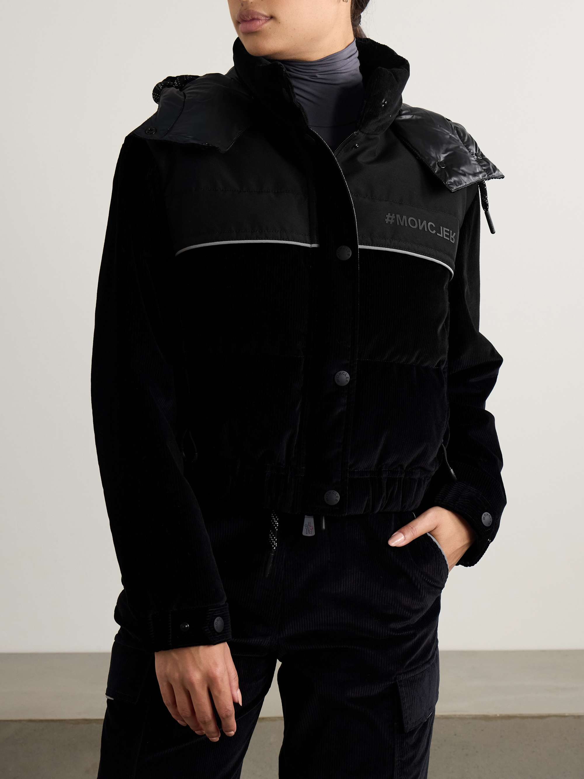 Spinas shell and canvas-trimmed quilted stretch-cotton corduroy down jacket view