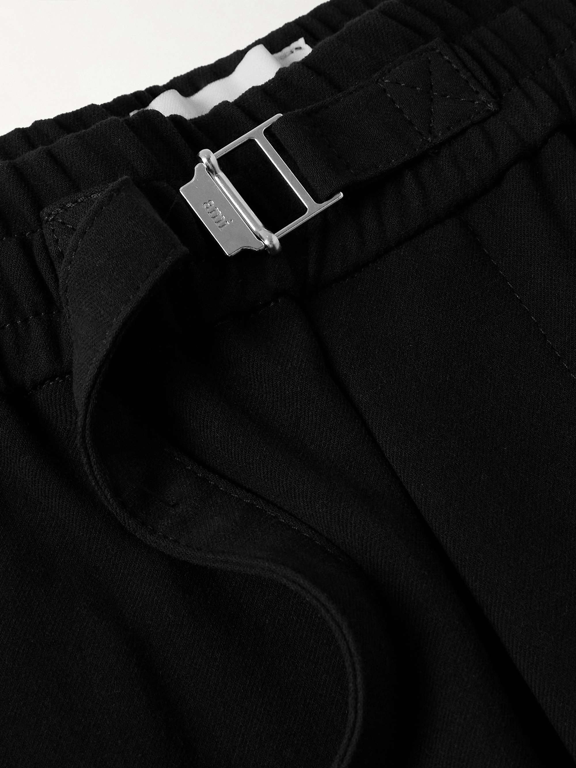 Flared Belted Cotton-Twill Trousers view