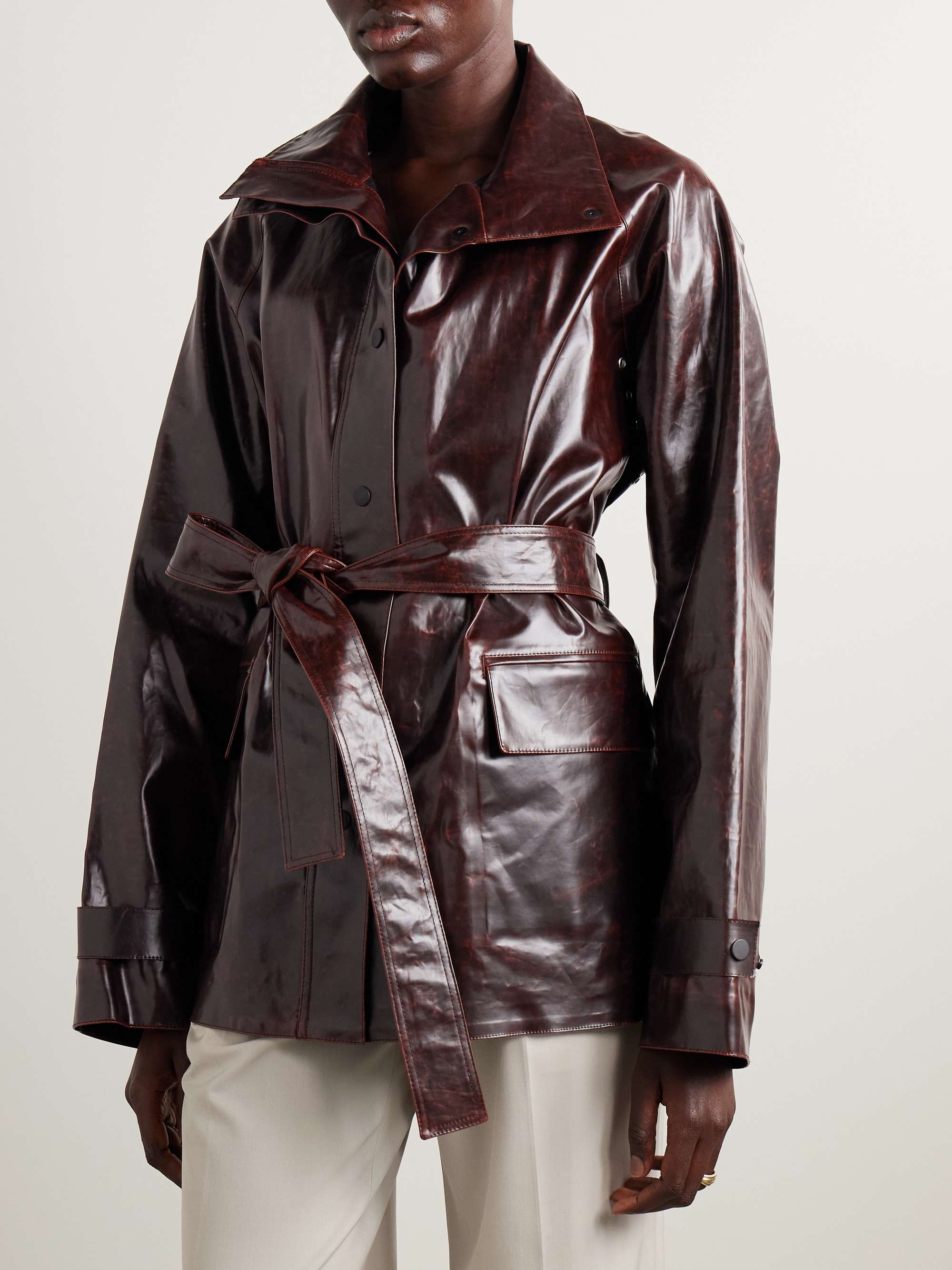 Finch belted coated cotton-blend jacket view