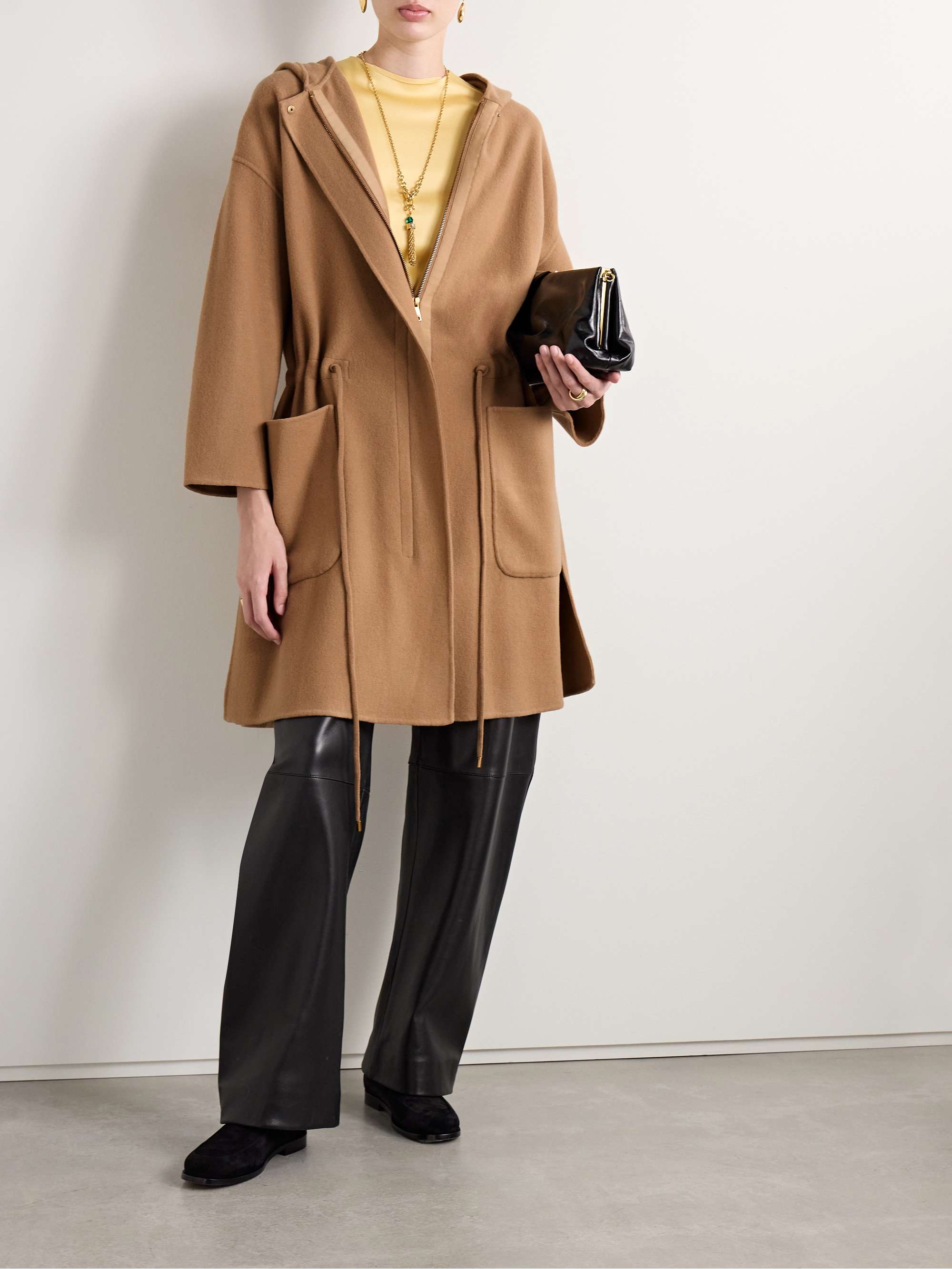 Miele hooded wool-blend felt coat view
