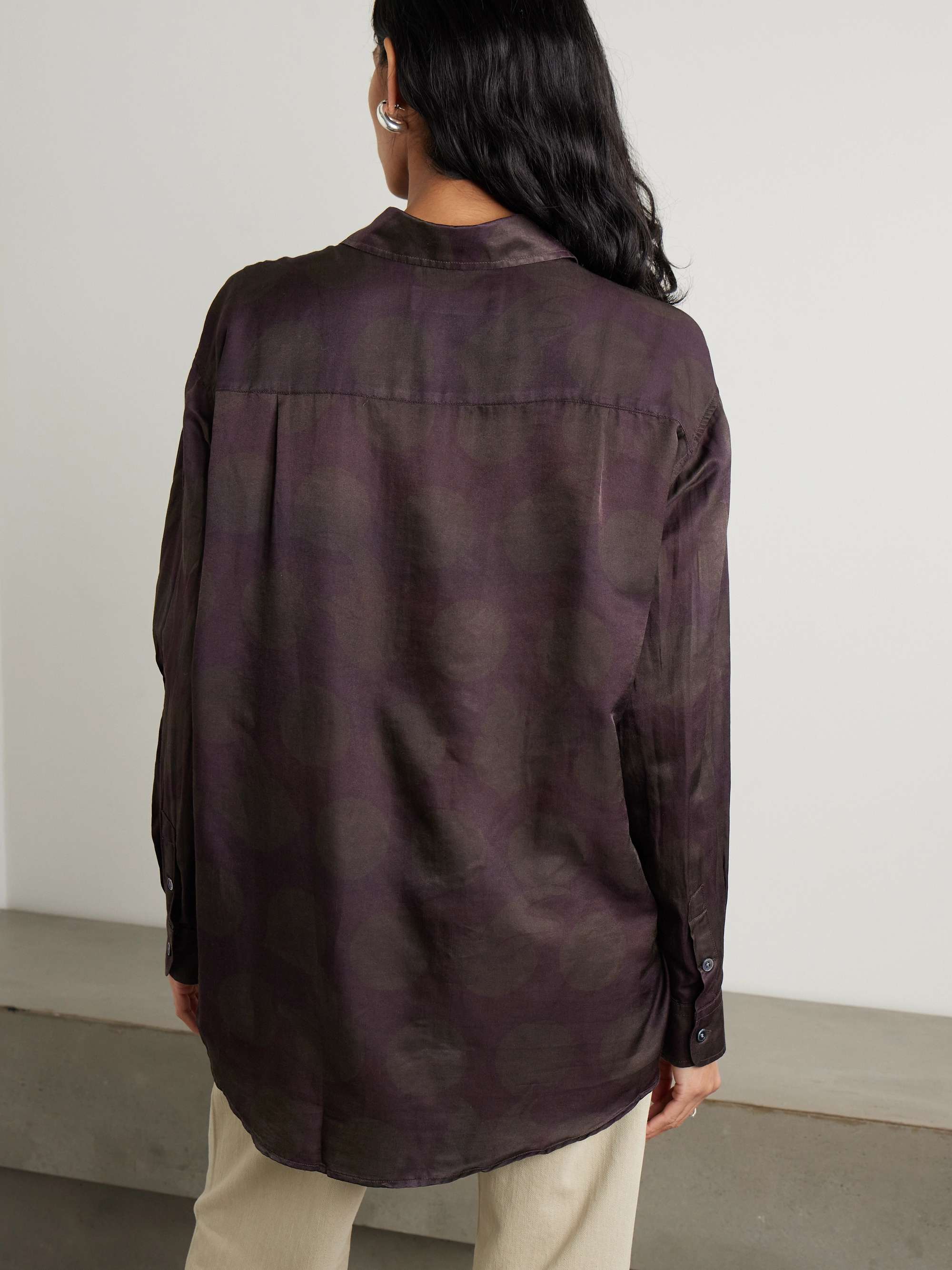 Polka-dot cotton and silk-blend shirt view