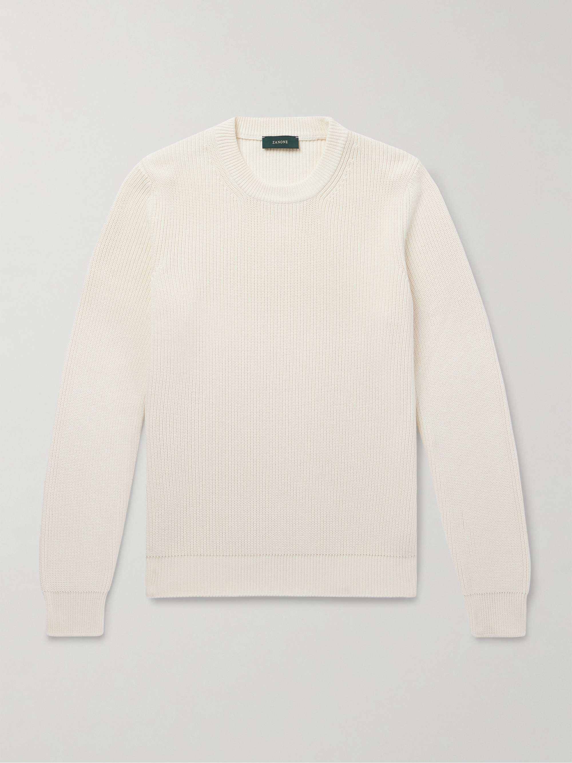 Zanone Ribbed Cotton-Crêpe Sweater view