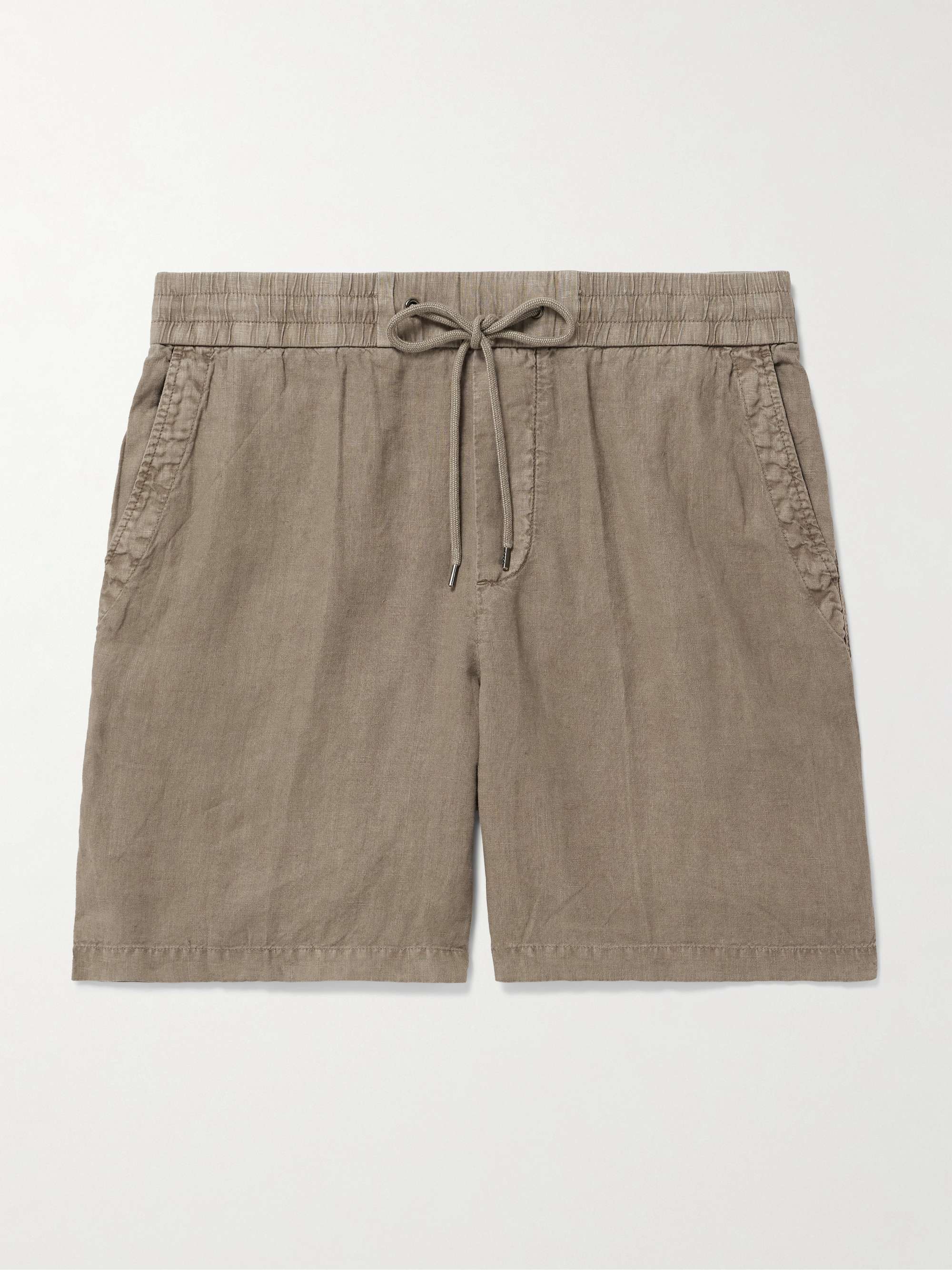 Straight-Leg Garment-Dyed Linen Drawstring Shorts view