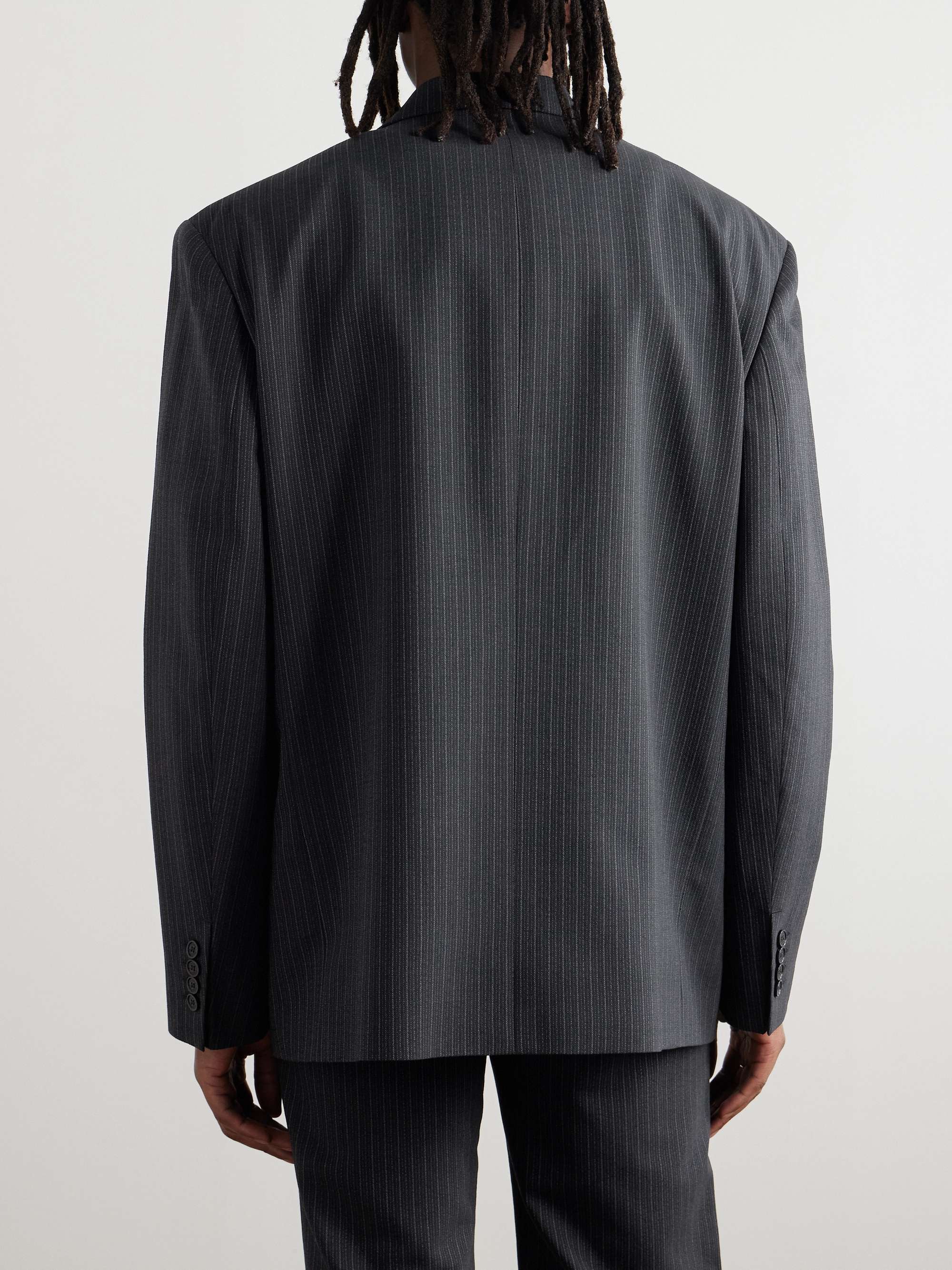 Jarvel Double-Breasted Pinstriped Wool-Blend Suit Jacket view