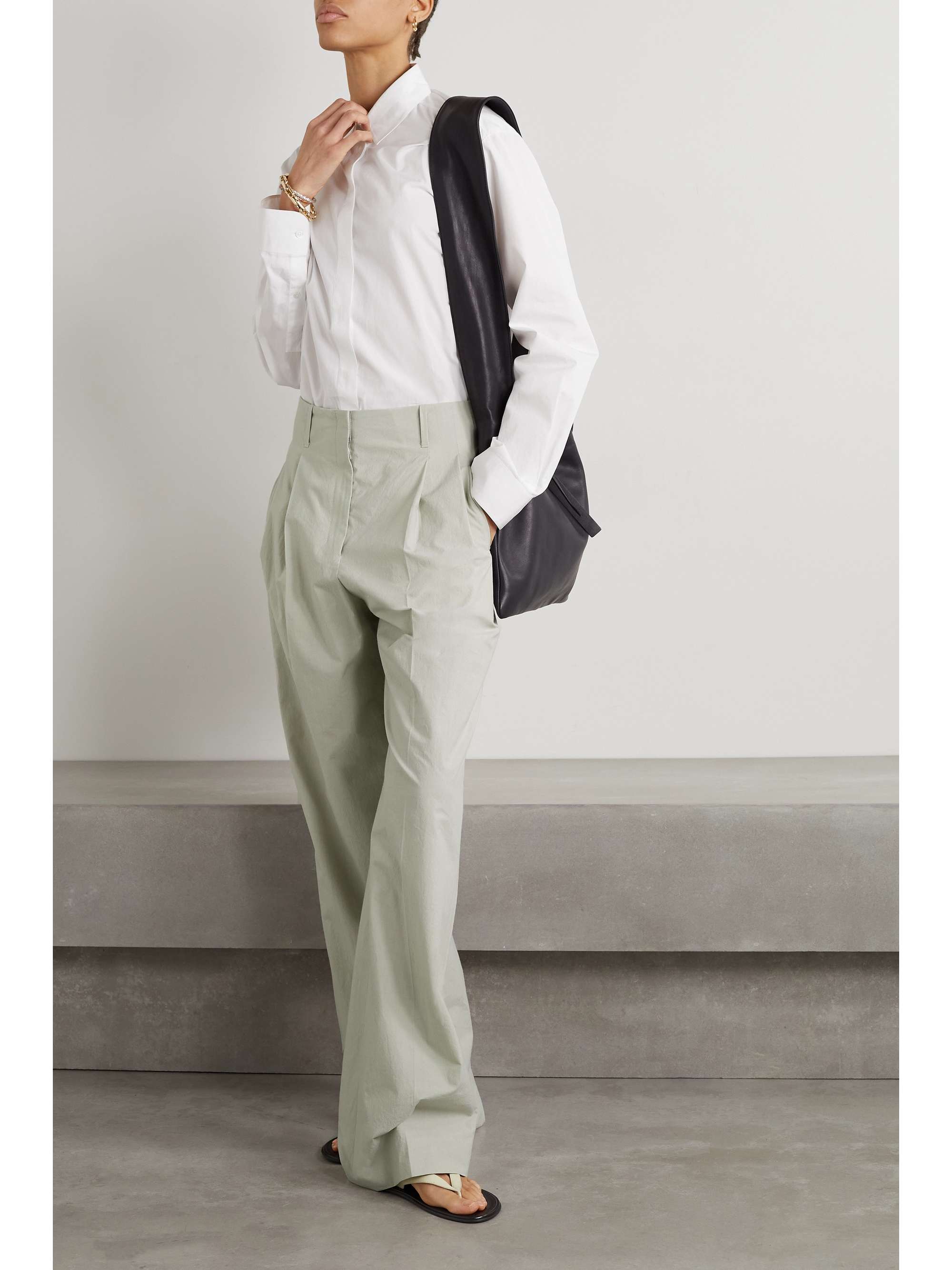 Gaugin pleated cotton-poplin wide-leg pants view