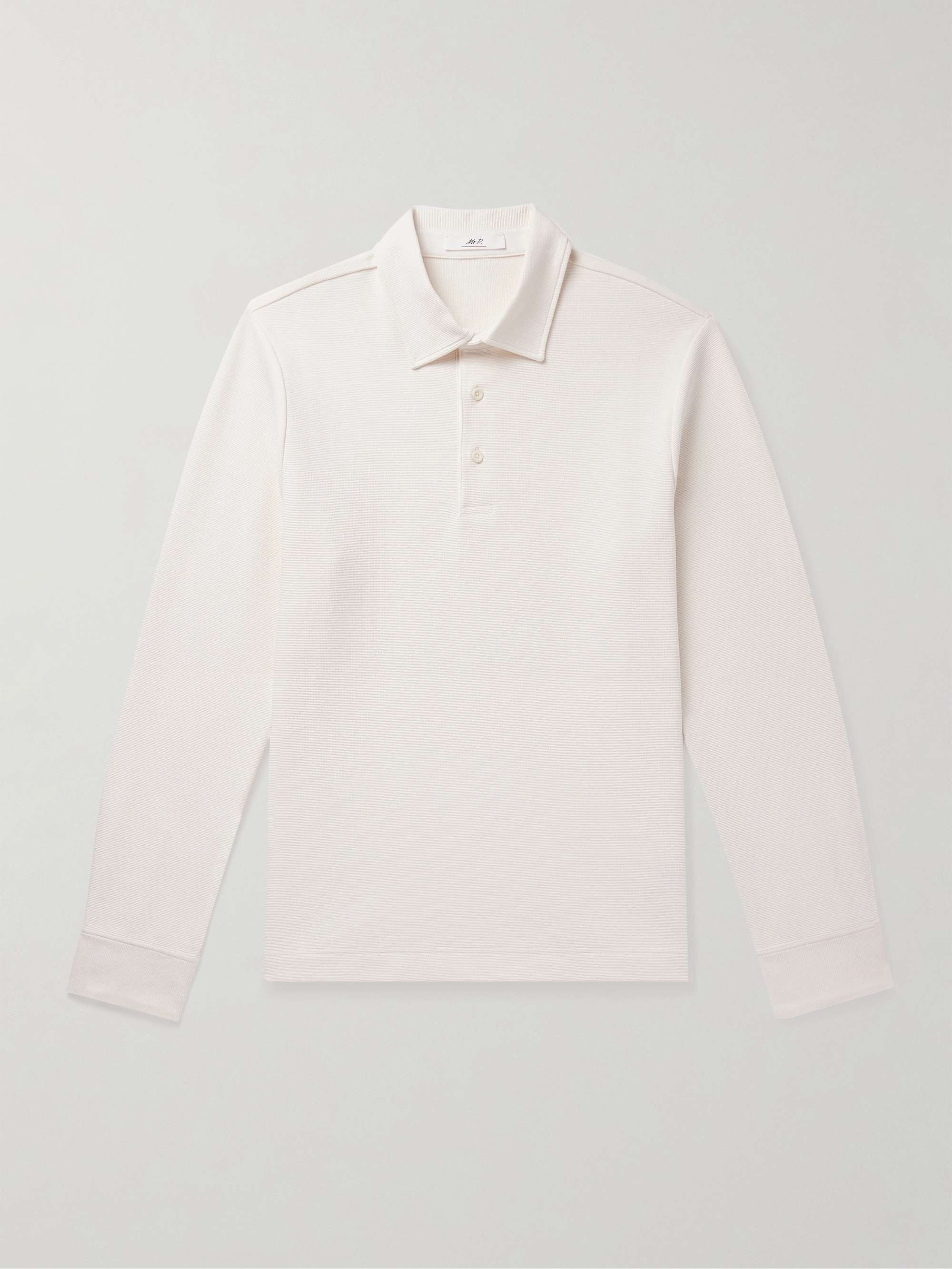 Waffle-Knit Cotton-Blend Polo Shirt view