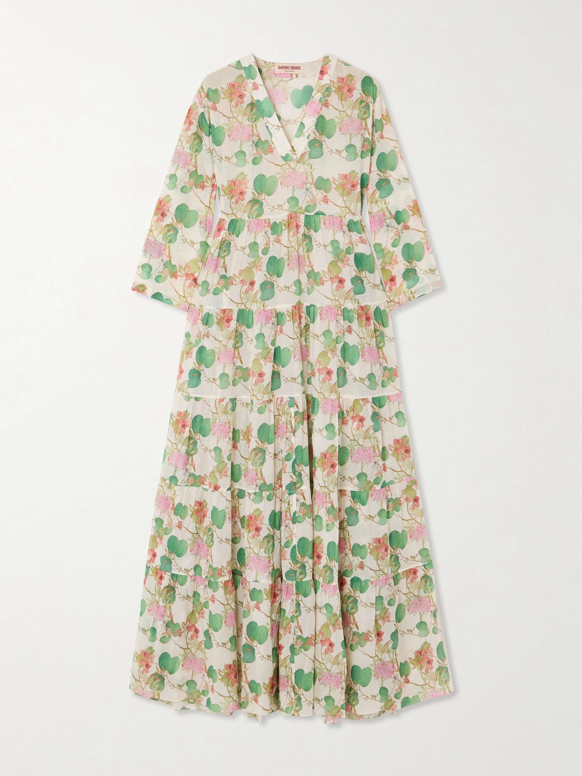 Alba tiered pleated printed cotton-poplin maxi dress view
