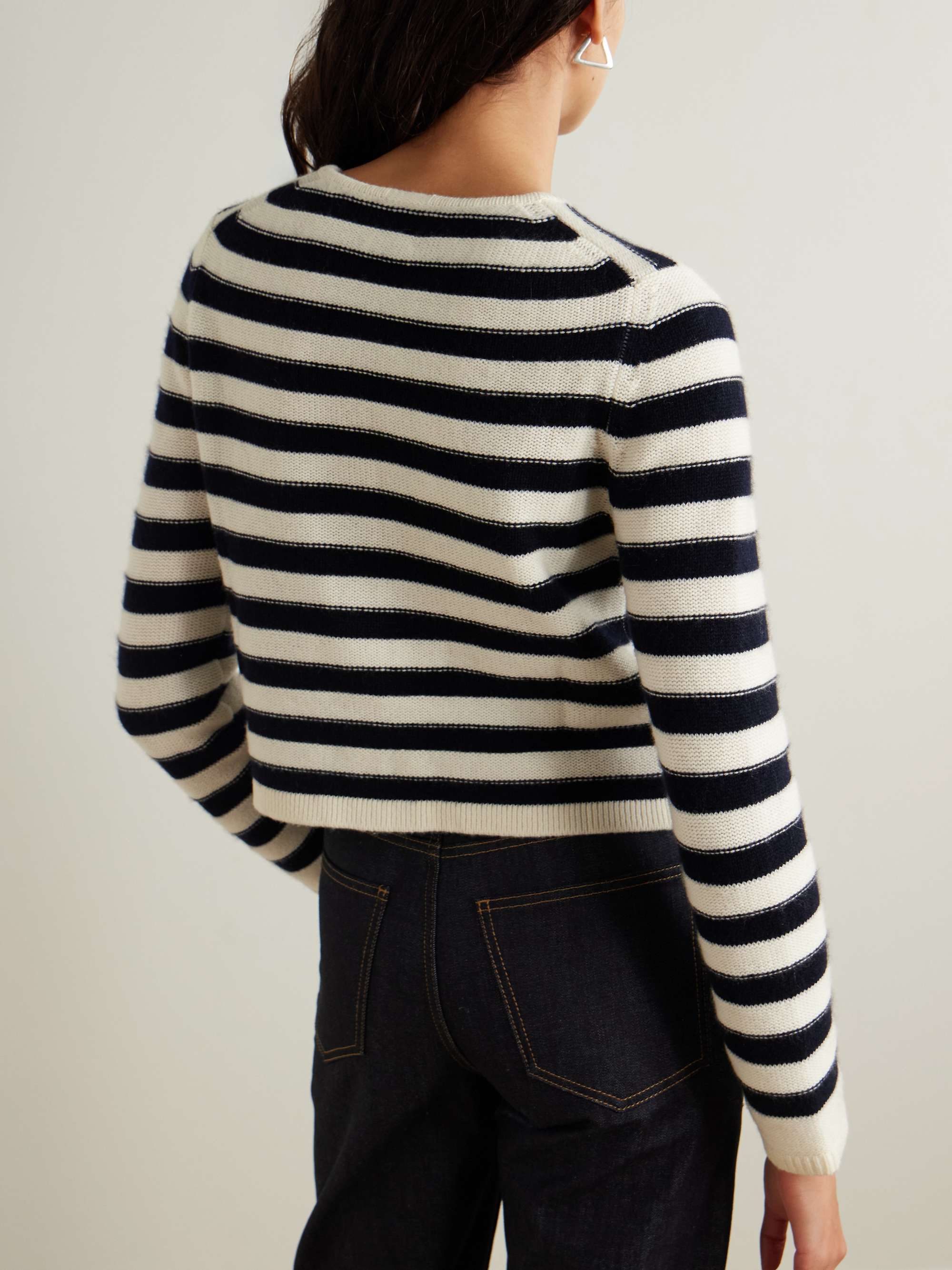 Striped wool and cashmere-blend cardigan view