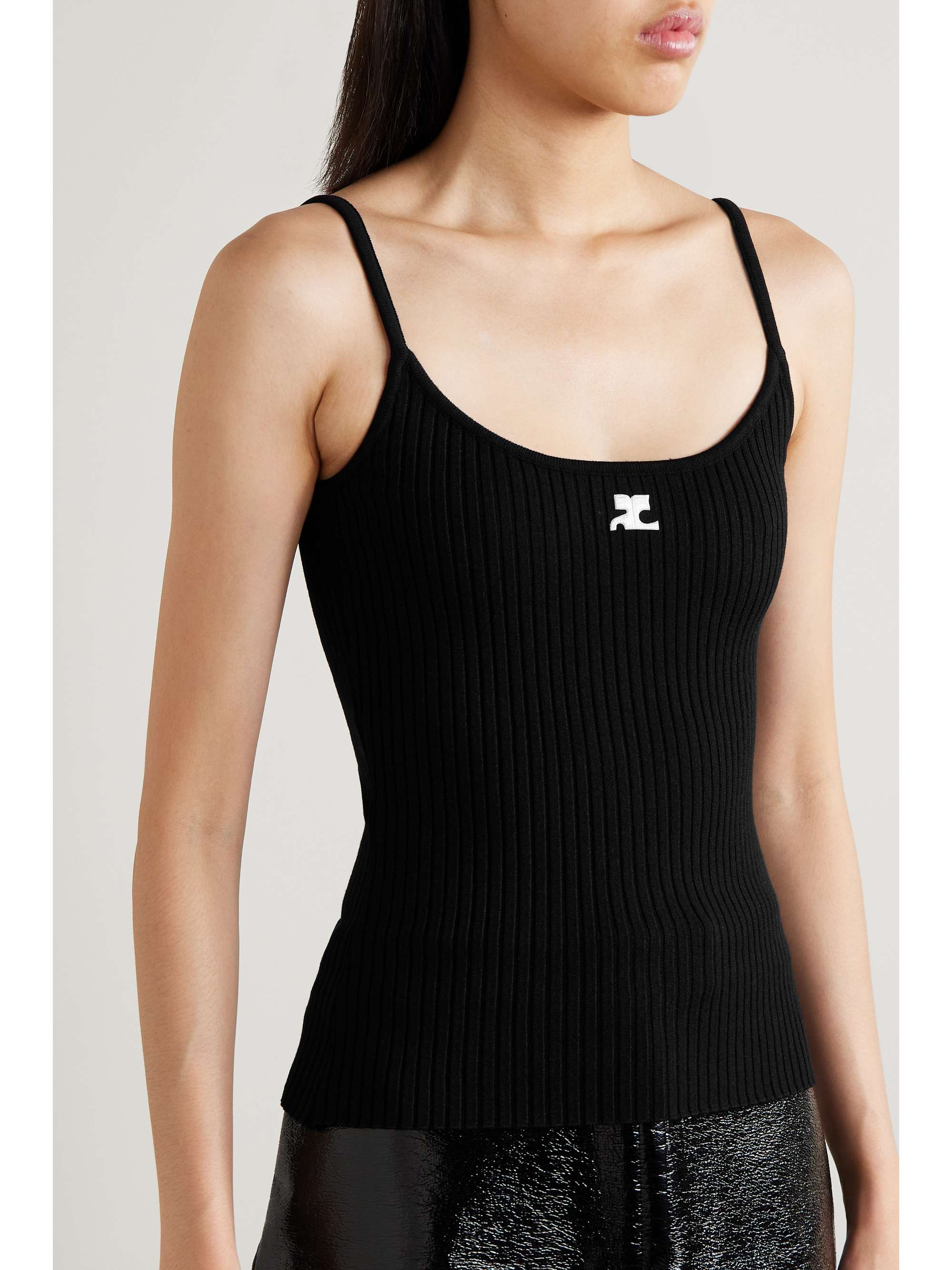 Reedition appliquéd ribbed-knit tank view