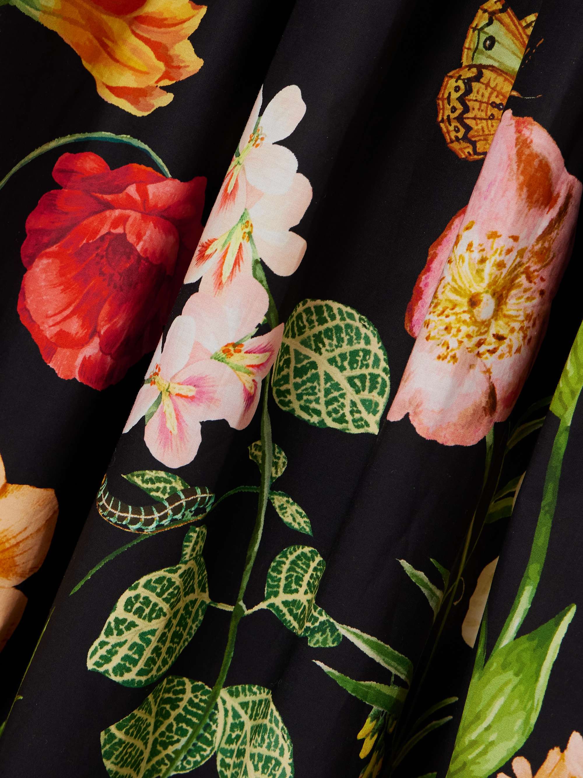 Alba floral-print gathered smocked cotton-poplin midi dress view