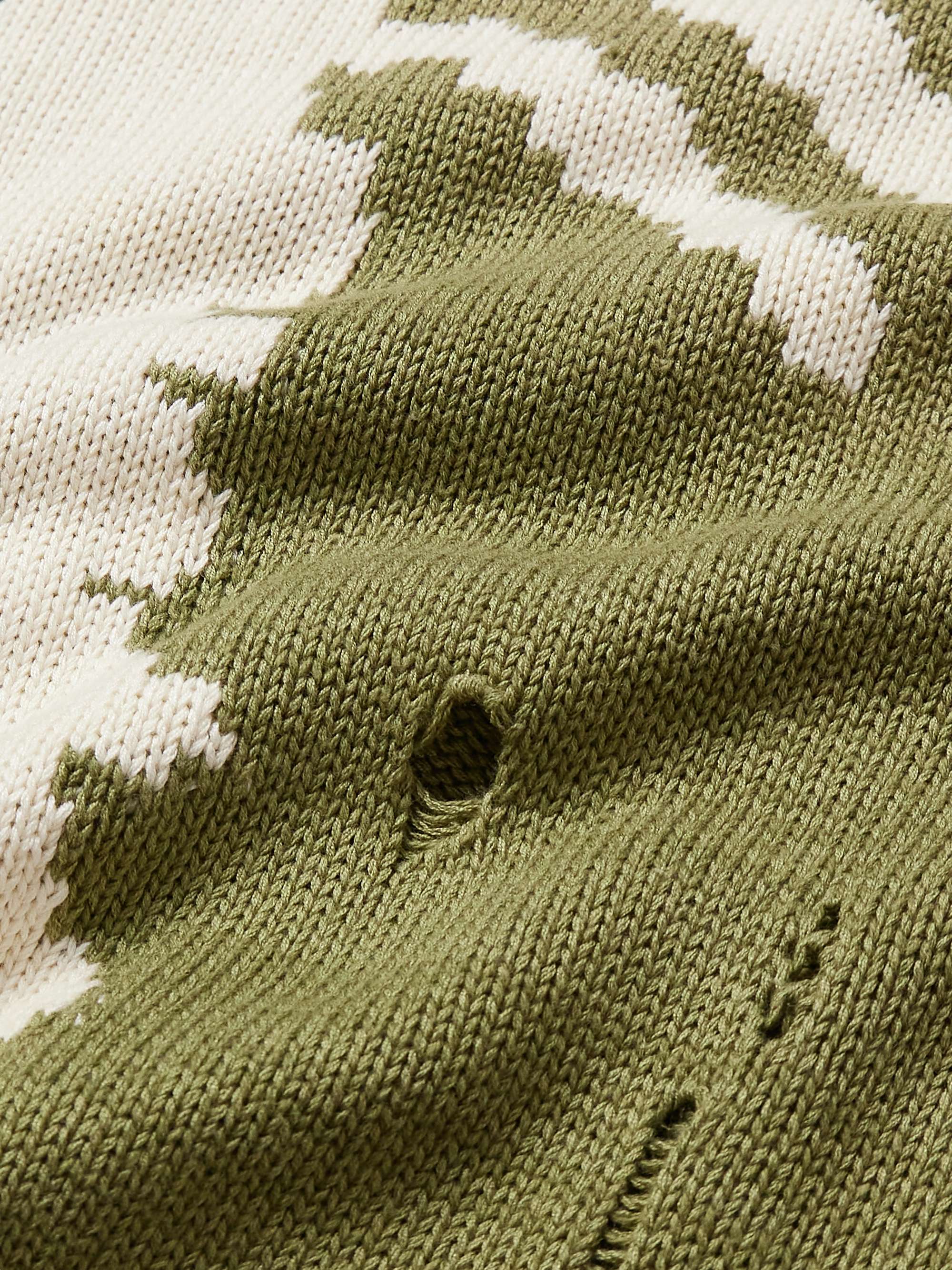 5G Distressed Intarsia Cotton-Blend Sweater view