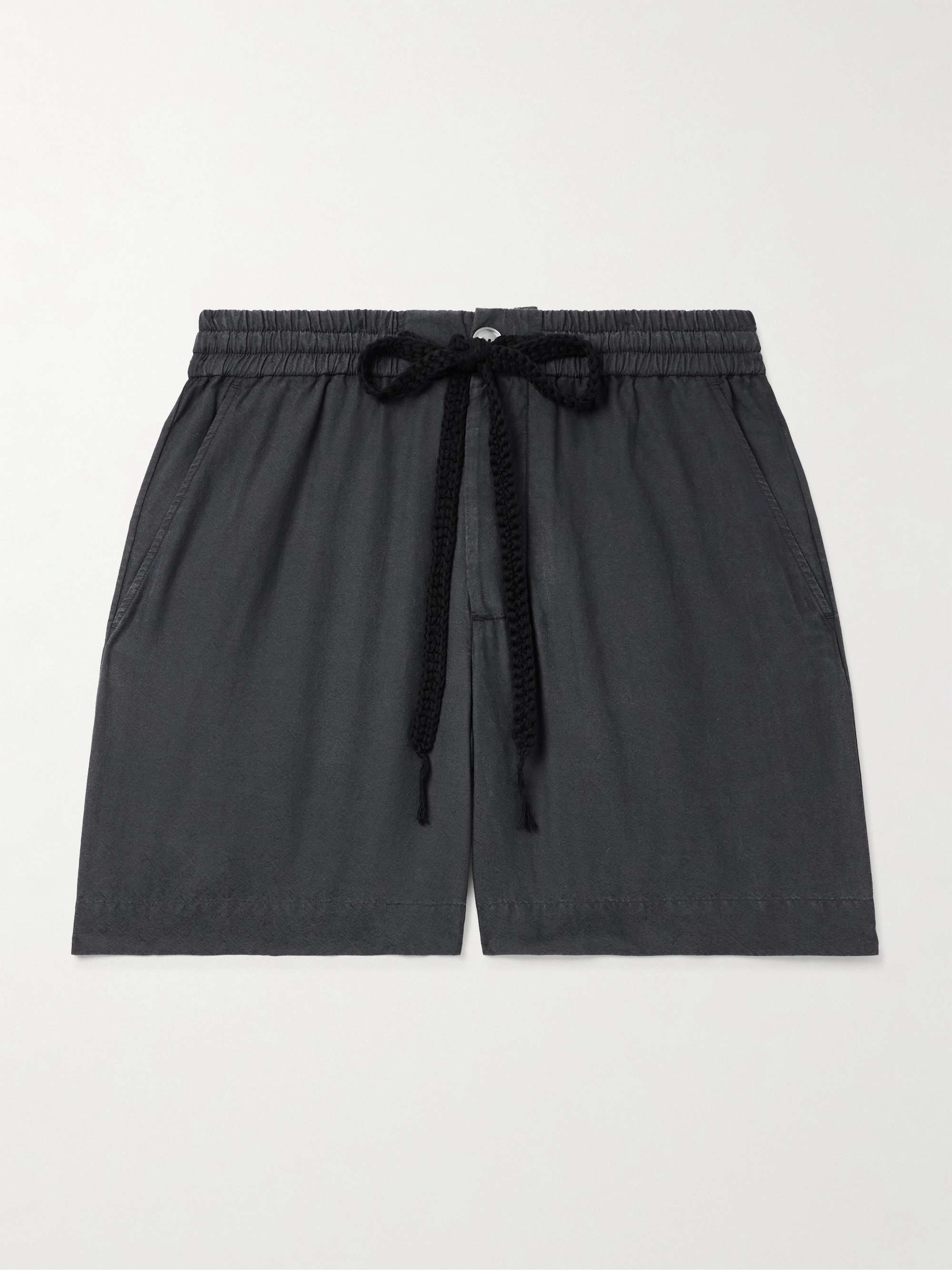 Straight-Leg Cotton and Silk-Blend Jacquard Drawstring Shorts view