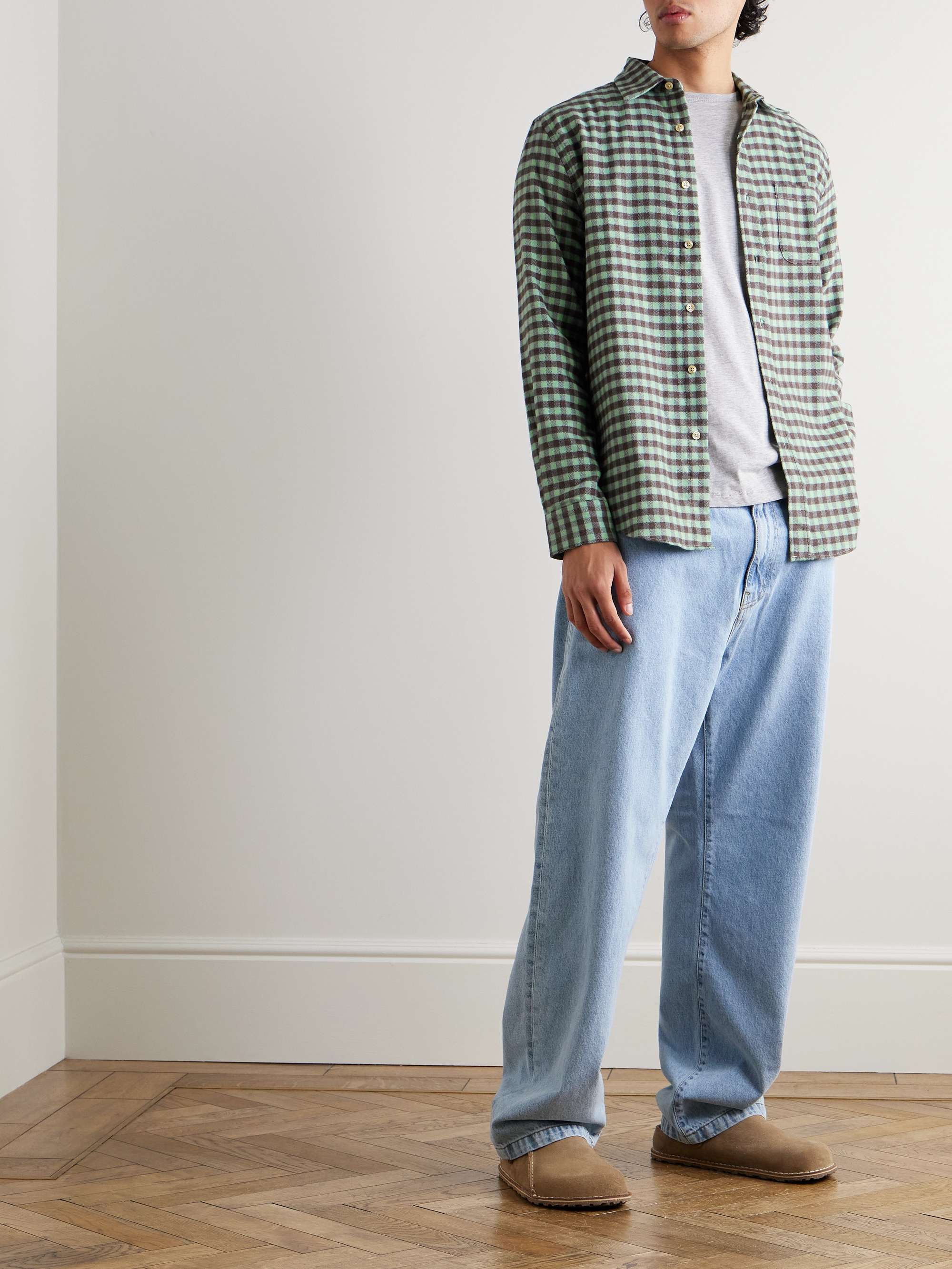 Roca Herringbone Gingham Cotton-Flannel Shirt view