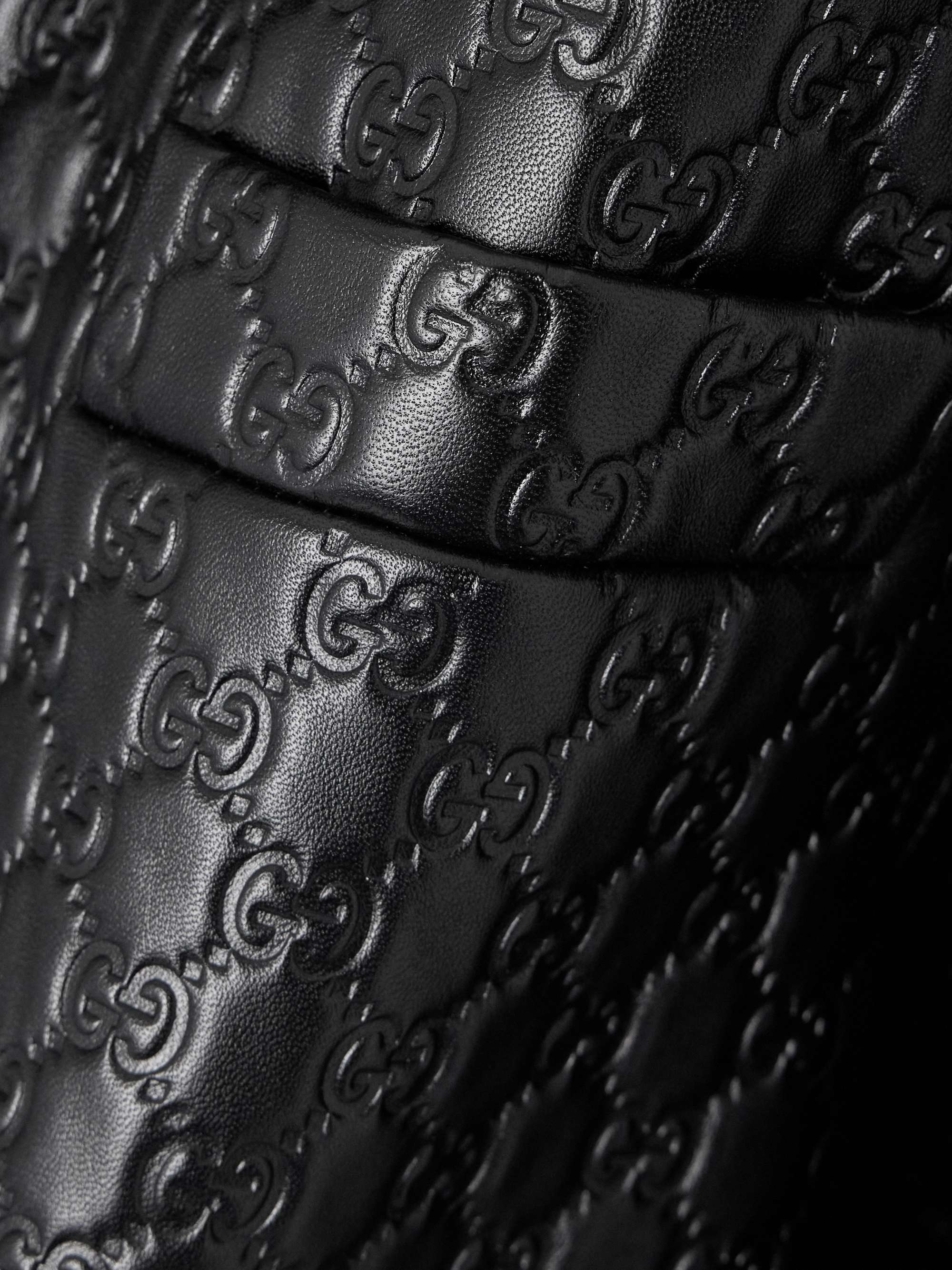 Debossed leather jacket view