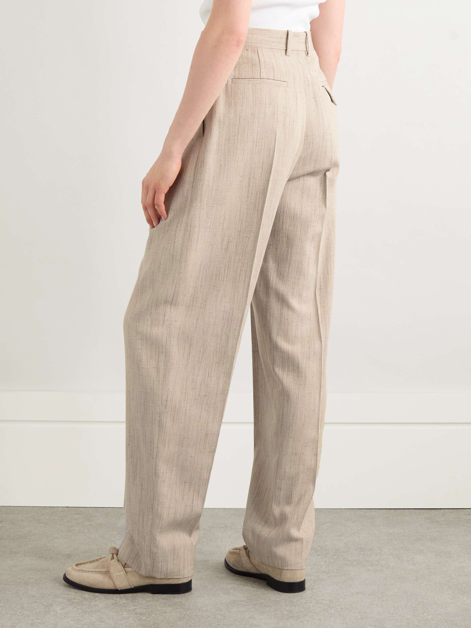 Pleated canvas tapered pants view