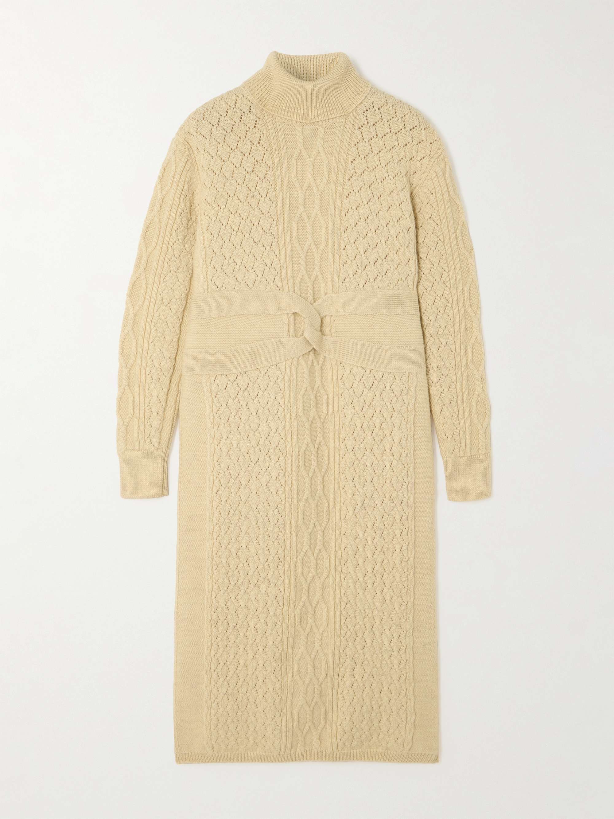 Cable-knit wool turtleneck midi dress view