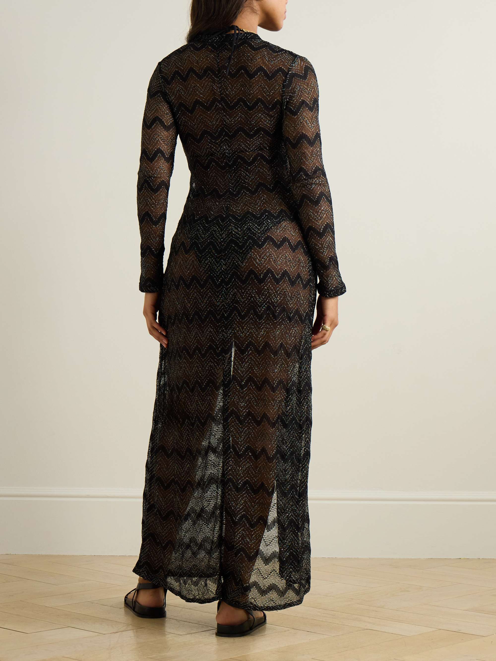 Paneled leather maxi skirt view