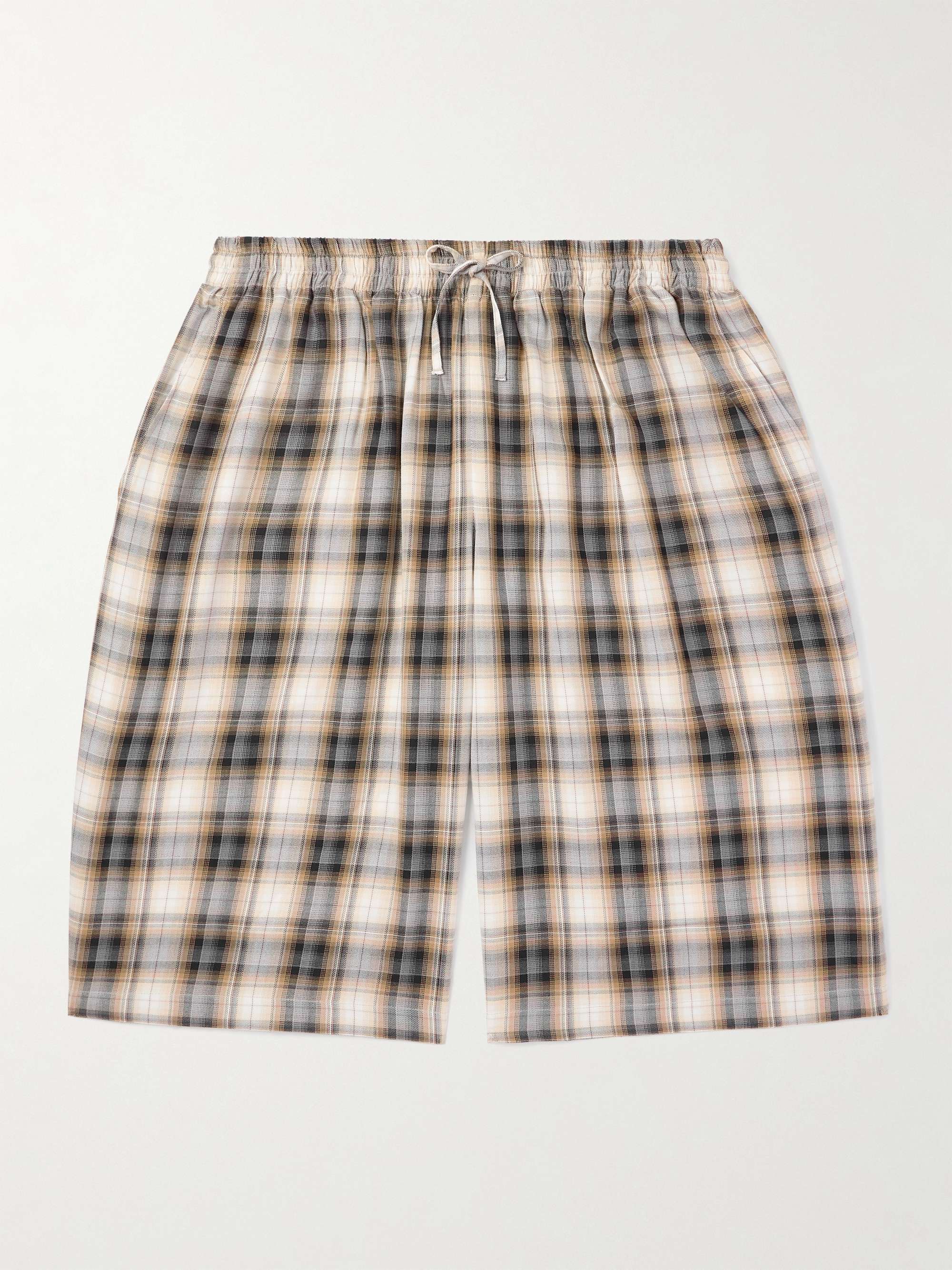 Straight-Leg Checked Twill Drawstring Shorts view