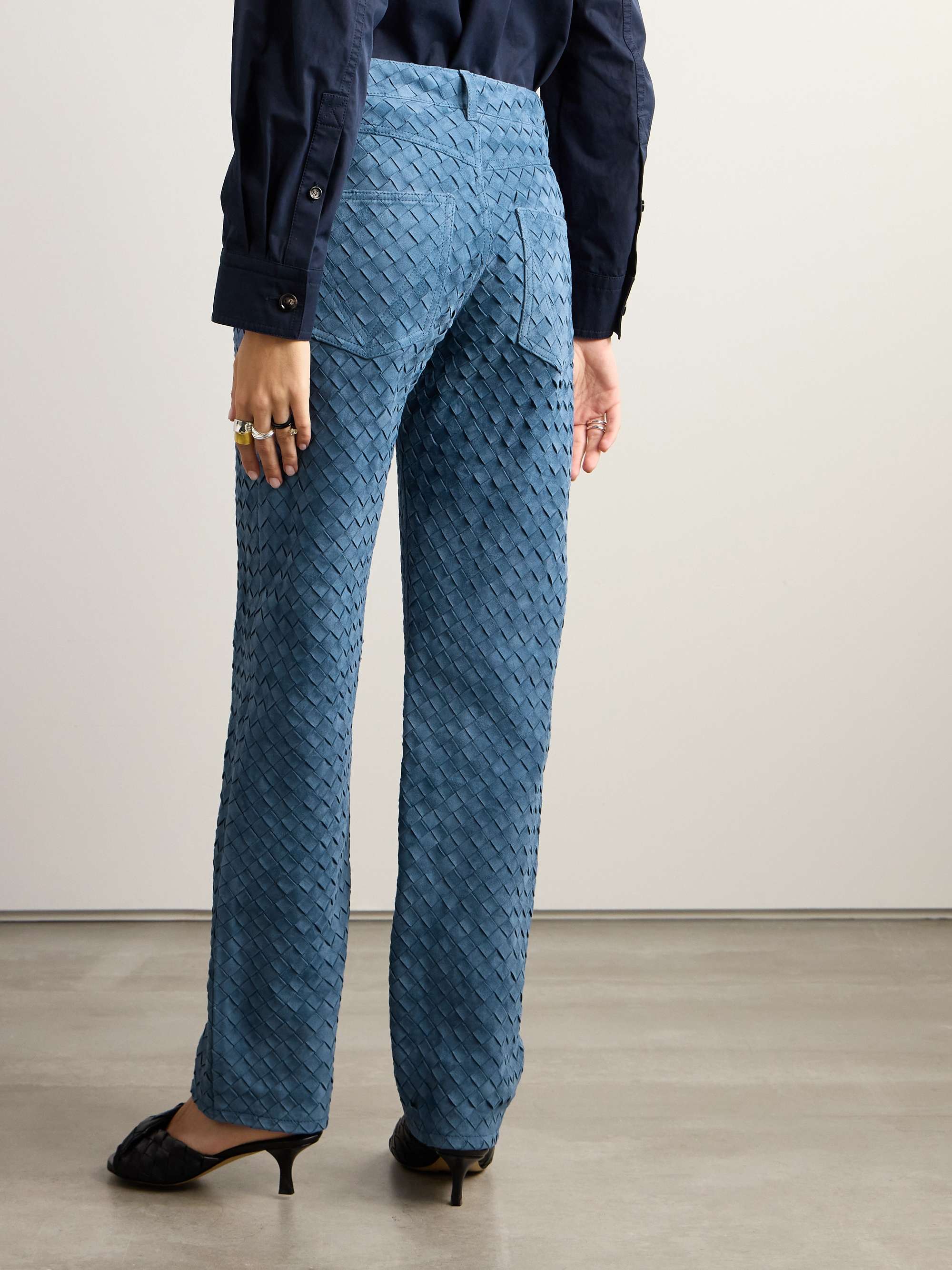Intrecciato suede straight-leg pants view