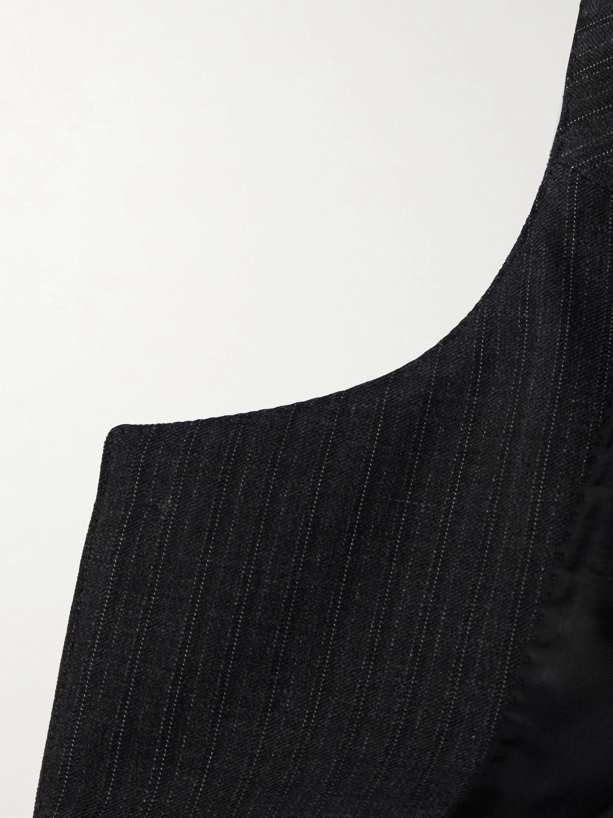 Pinstriped Wool and Silk-Blend Gabardine Blazer view