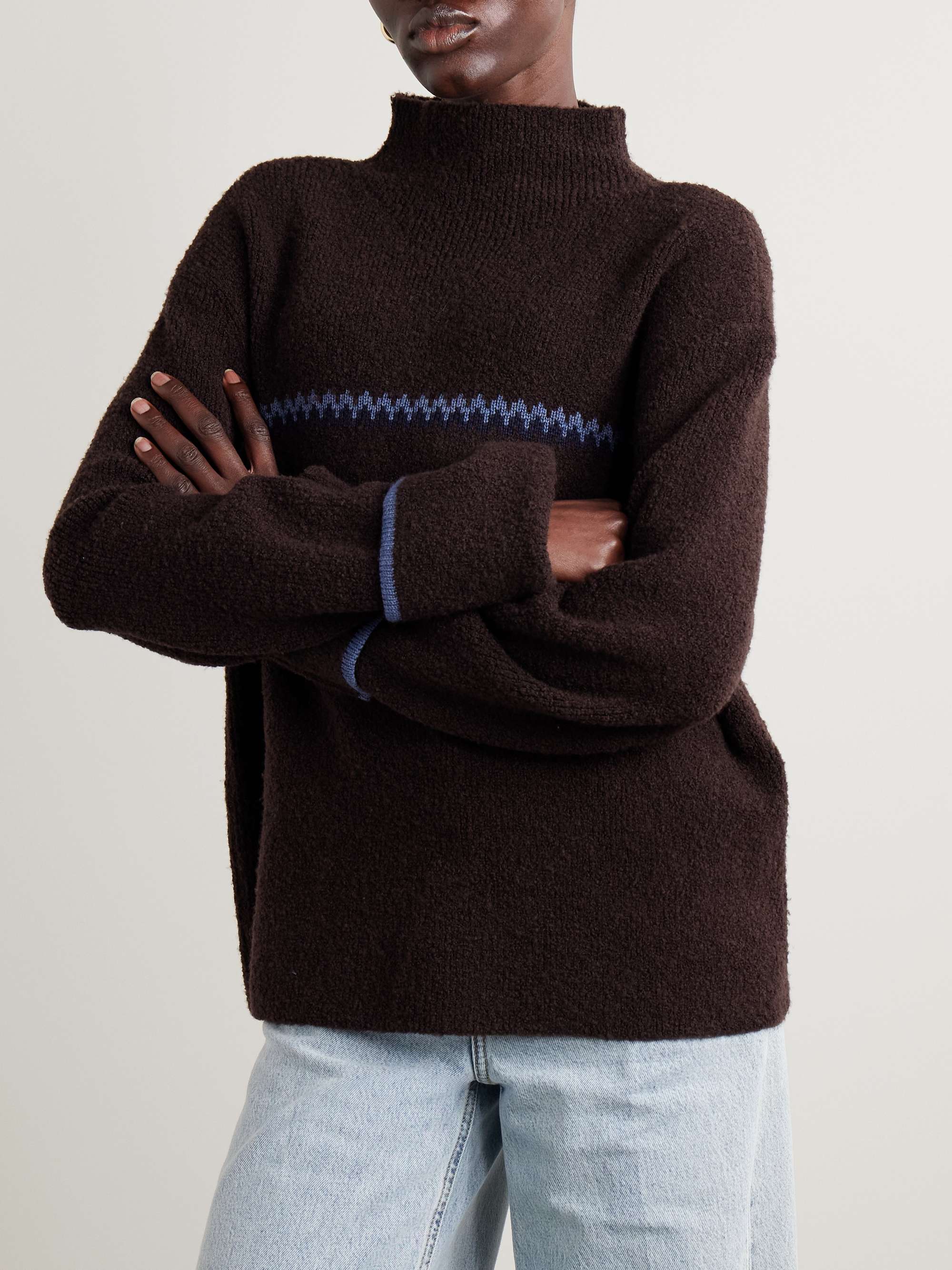 Anne Fair Isle merino wool-blend bouclé turtleneck sweater view